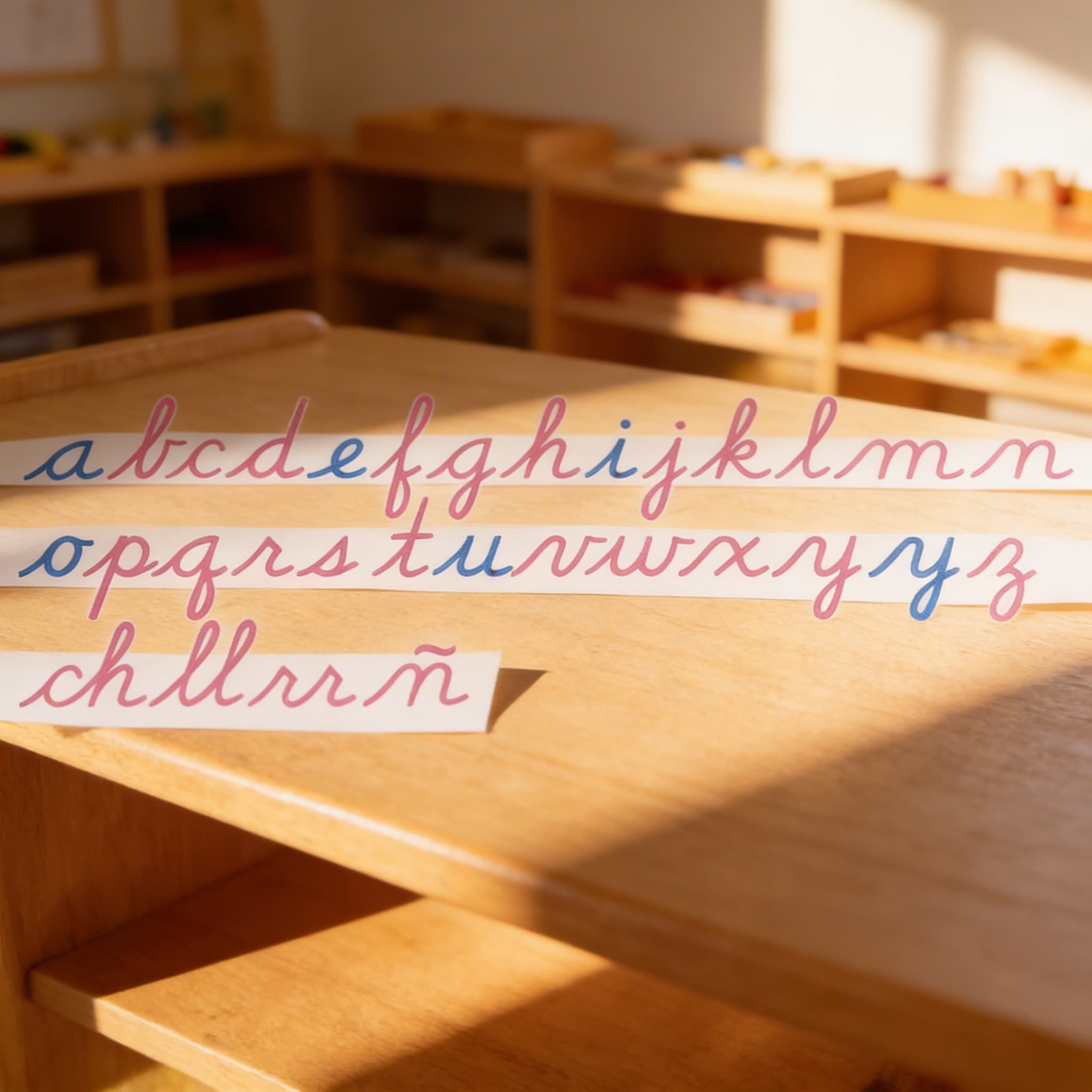 Hölzernes Bewegliches Alphabet: US-Schreibschrift — Im Einsatz