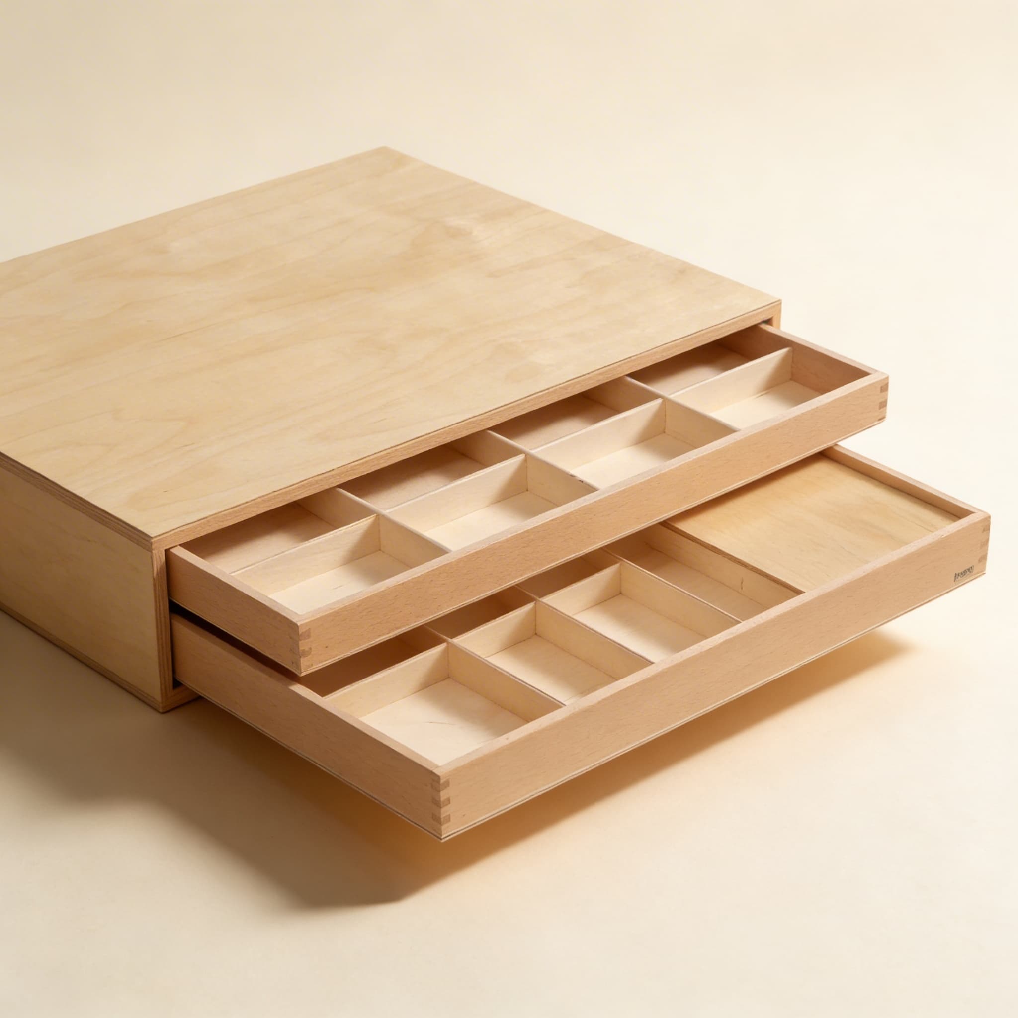 Großer Beweglicher Alphabetkasten — Drei-Fach-Ablage für komplettes Set — Seitenansicht