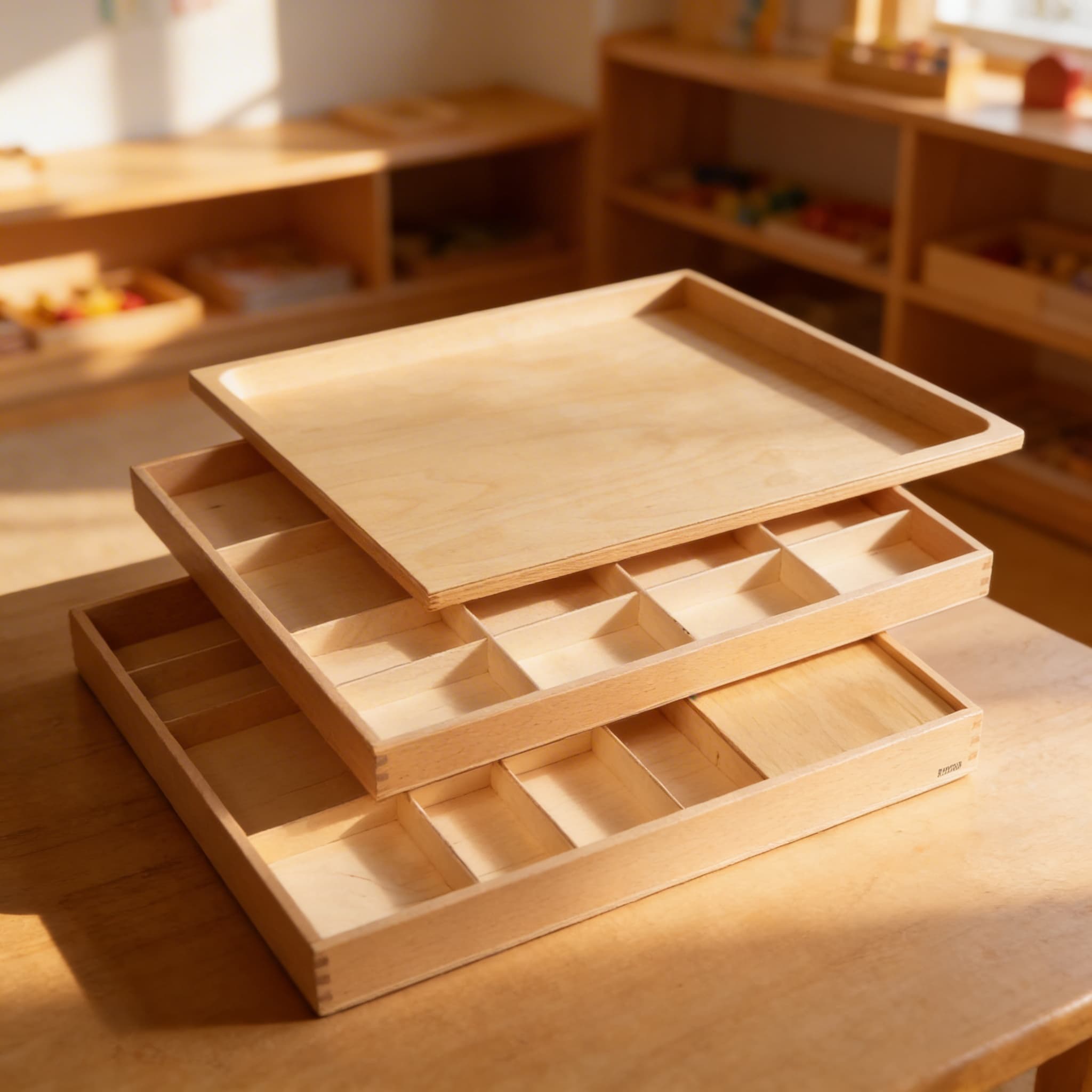 Großer Beweglicher Alphabetkasten — Drei-Fach-Ablage für komplettes Set — Im Einsatz