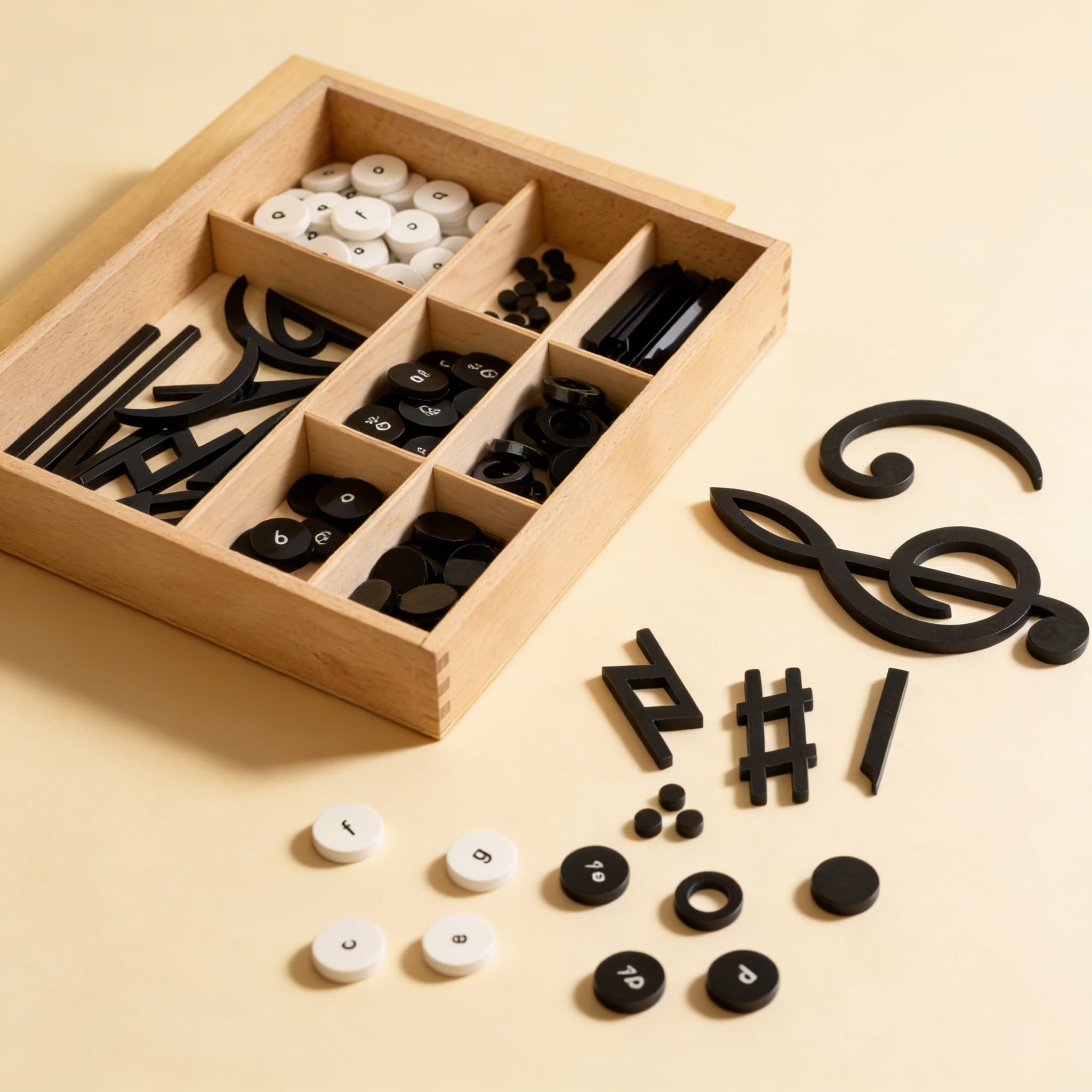 Hudební znaky a noty ke zvonečkům — Boční pohled