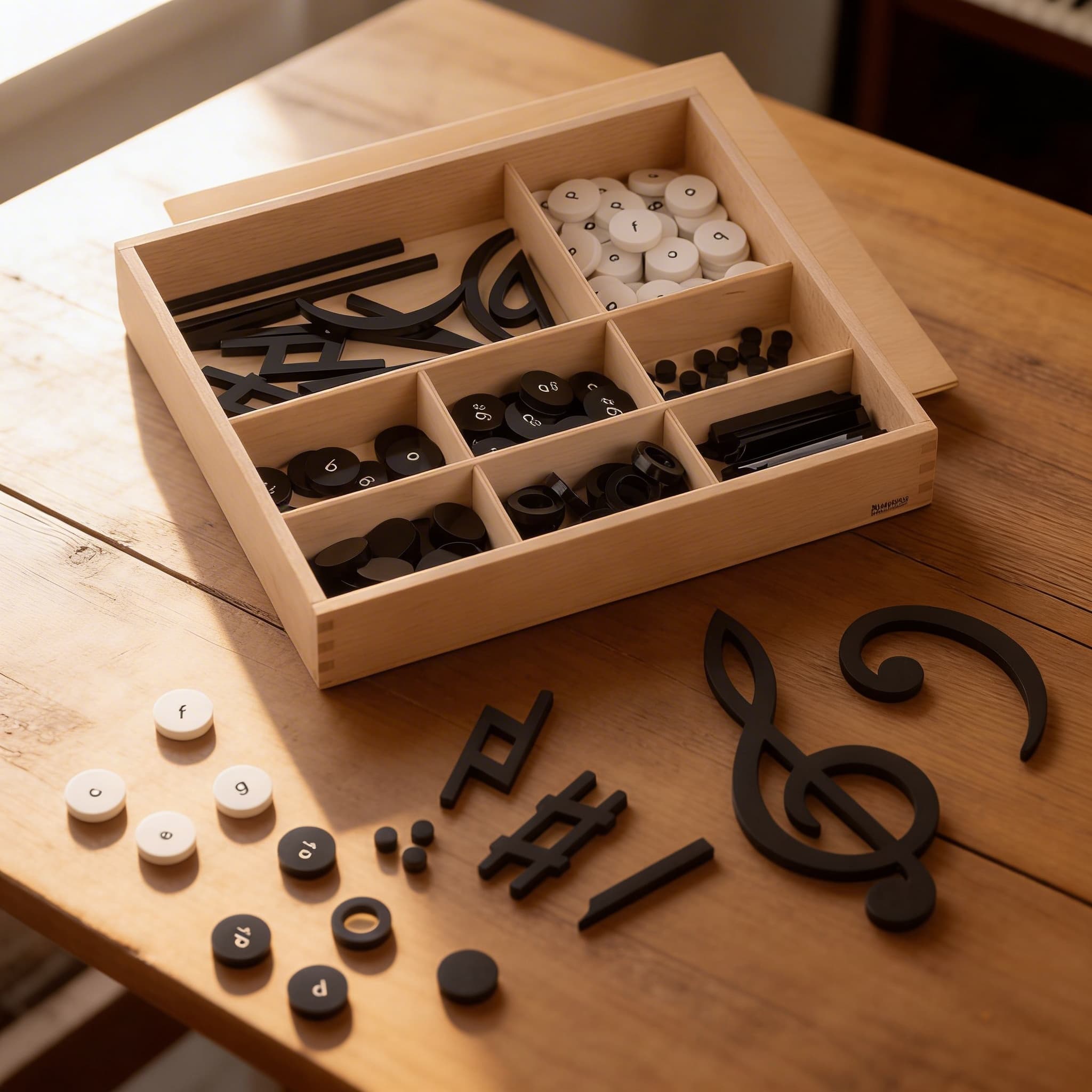 Hudební znaky a noty ke zvonečkům — Detailní pohled