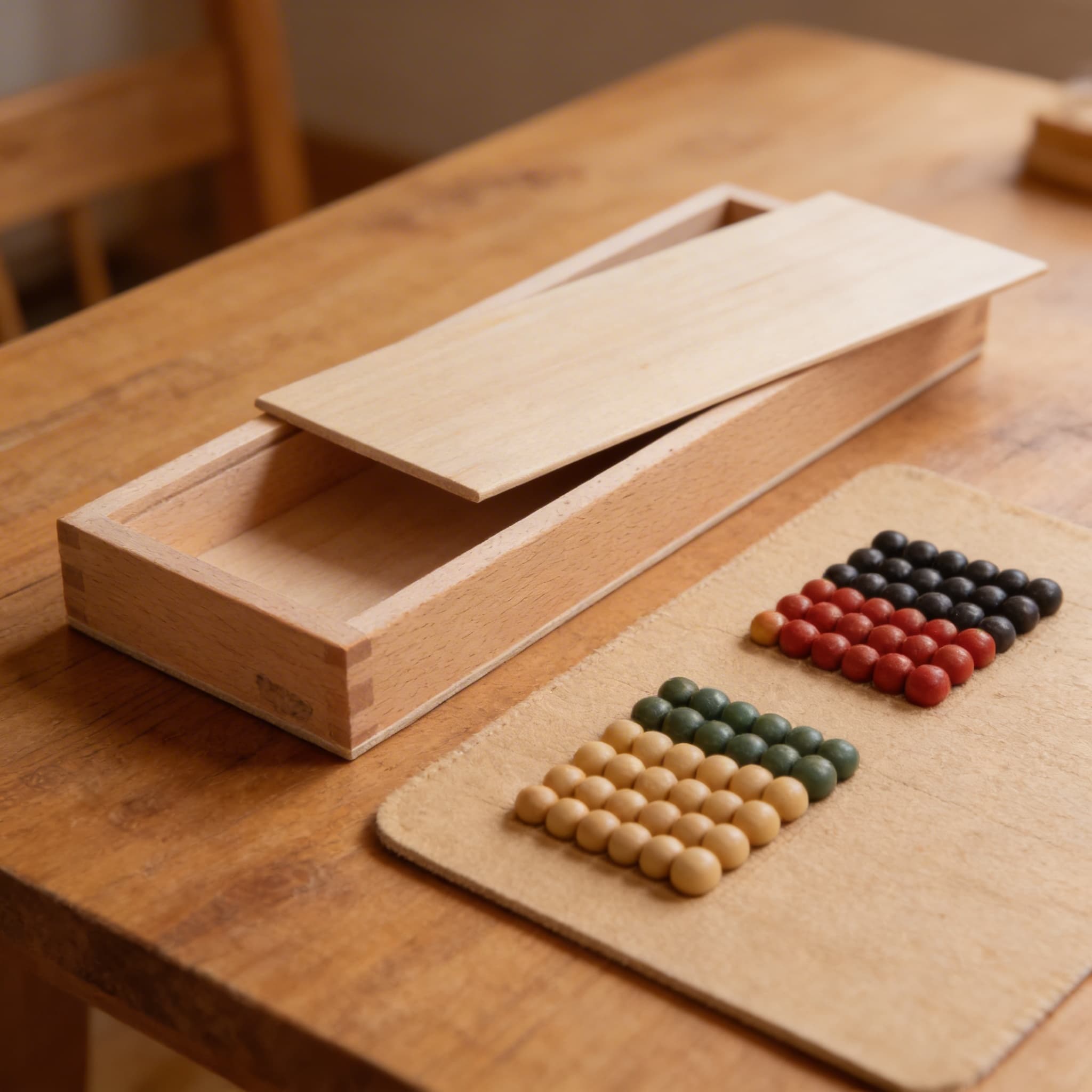 Große Zahlenkarten-Box — Handgefertigtes Holz mit glattem Deckel — Detailansicht