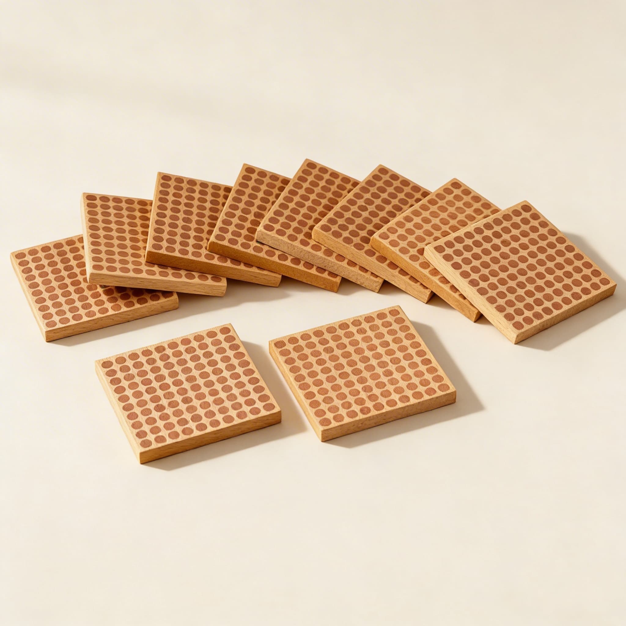 Holzquadrat der 100: Set mit 10 Stück