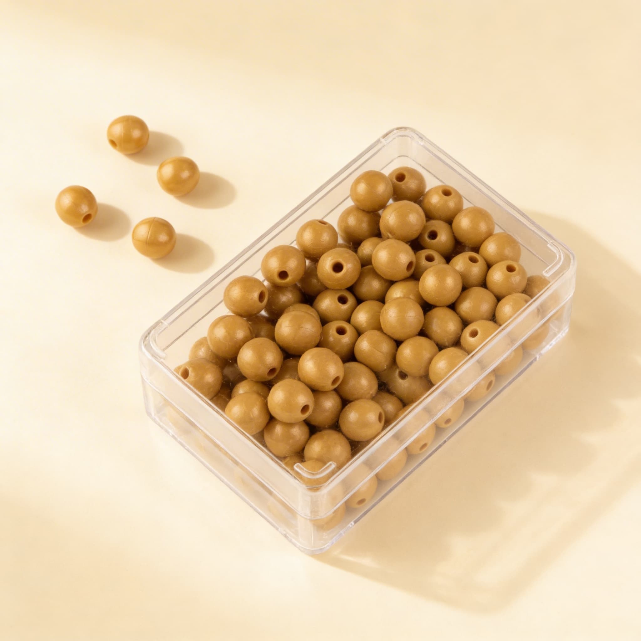 100 goldene Perleneinheiten: Einzelperlen Nylon (mit Loch) — Ansicht 2