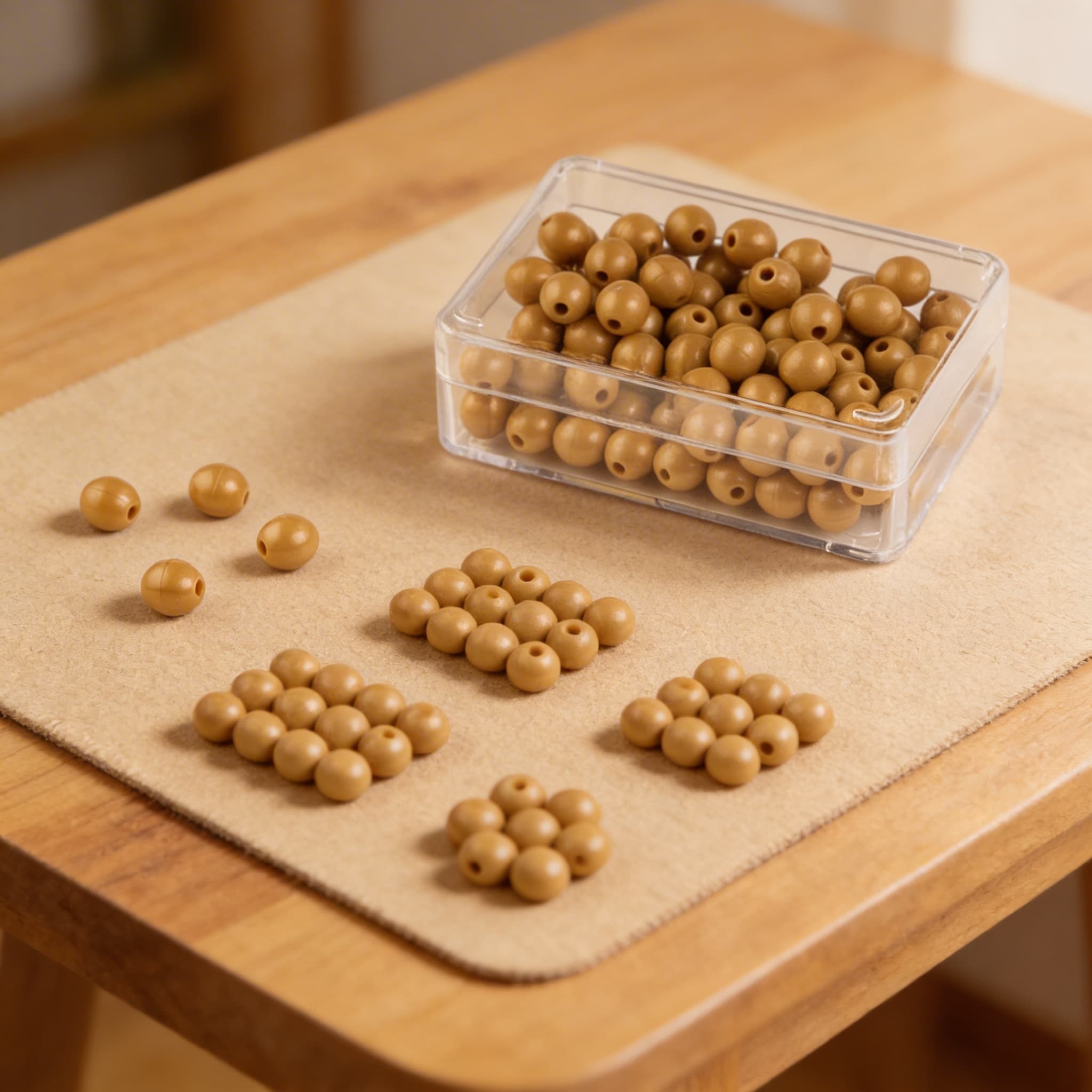 100 goldene Perleneinheiten: Einzelperlen Nylon (mit Loch) — Ansicht 3