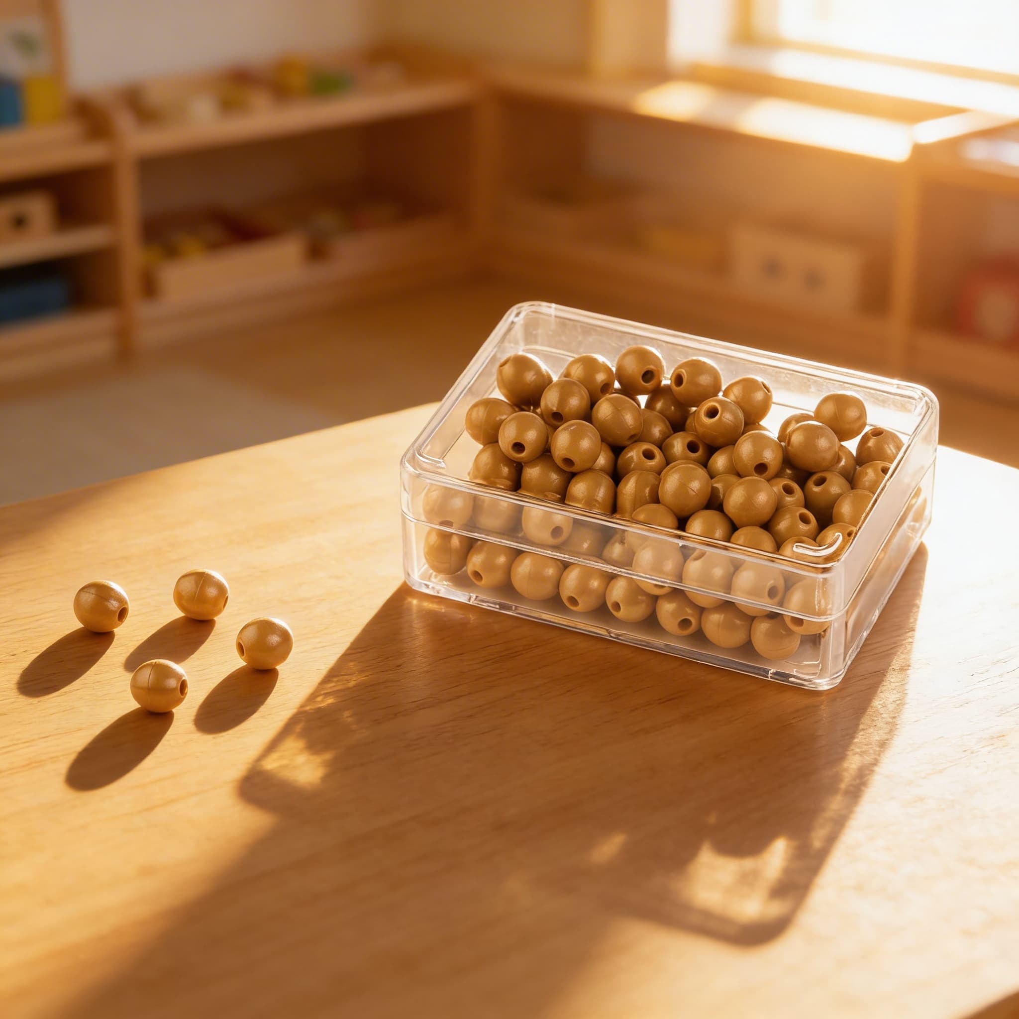 100 goldene Perleneinheiten: Einzelperlen Nylon (mit Loch) — Ansicht 4