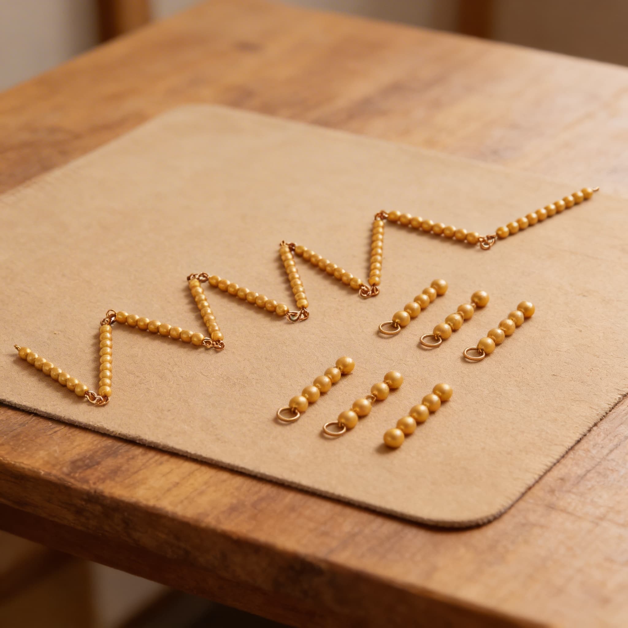 Goldene Perlenkette 100: Einzelperlen Nylon — Ansicht 3