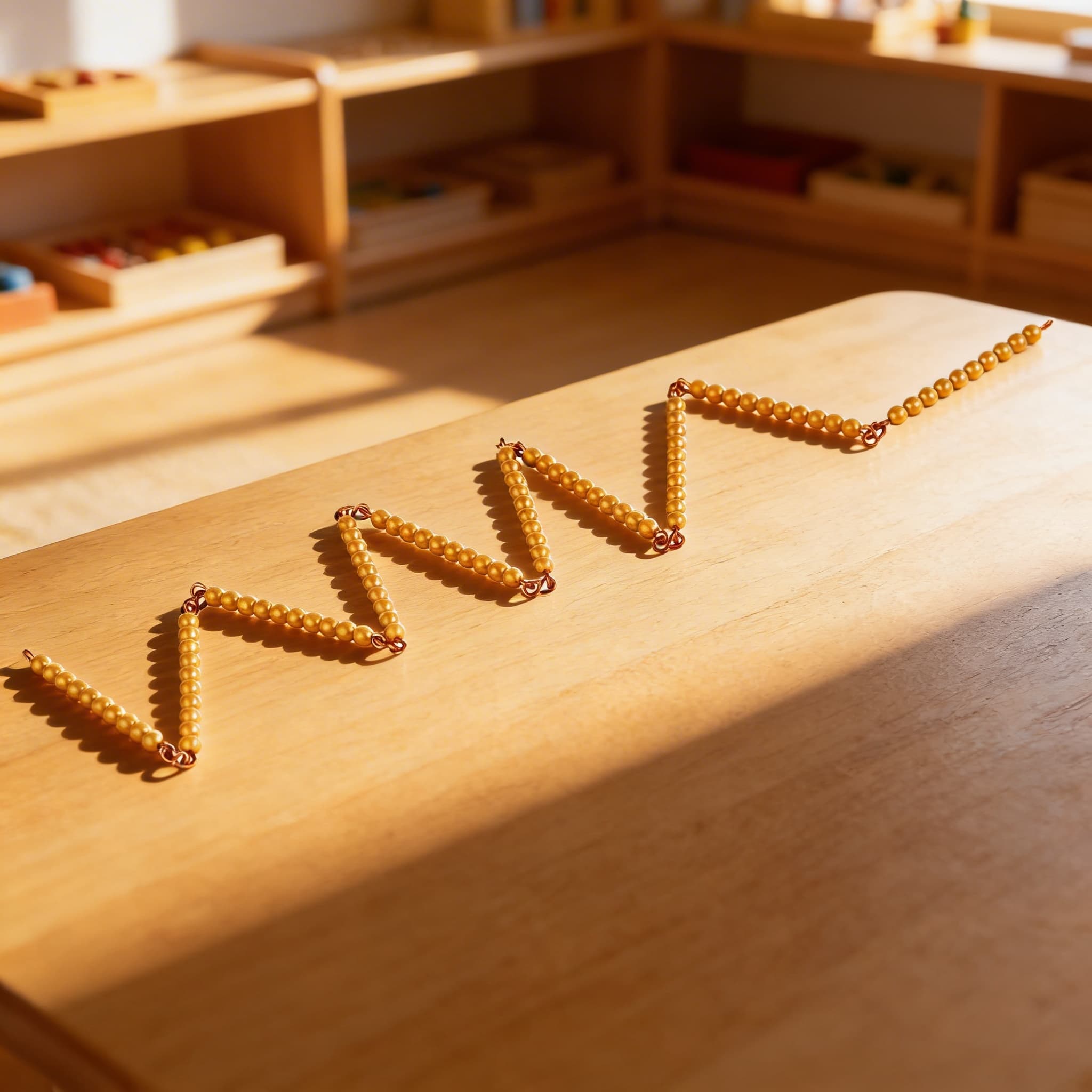 Goldene Perlenkette 100: Einzelperlen Nylon — Ansicht 4