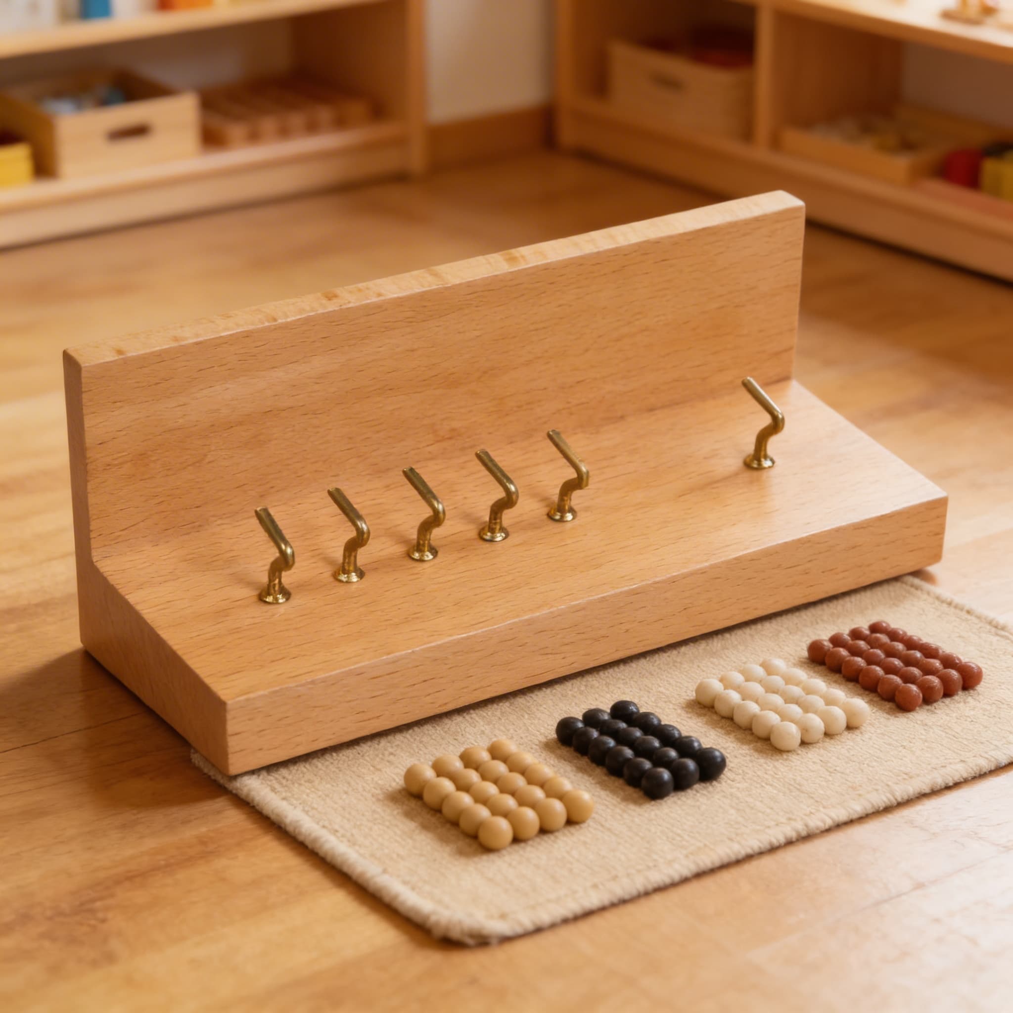 100- und 1000er-Ketten-Rahmen — Aufbewahrung für Mathematik-Perlenketten — Detailansicht