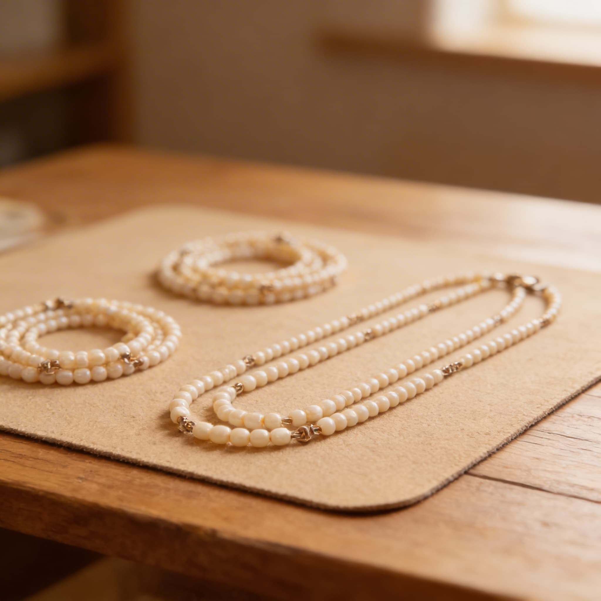 Goldene Perlenkette 1000: Einzelperlen Glas — Ansicht 3