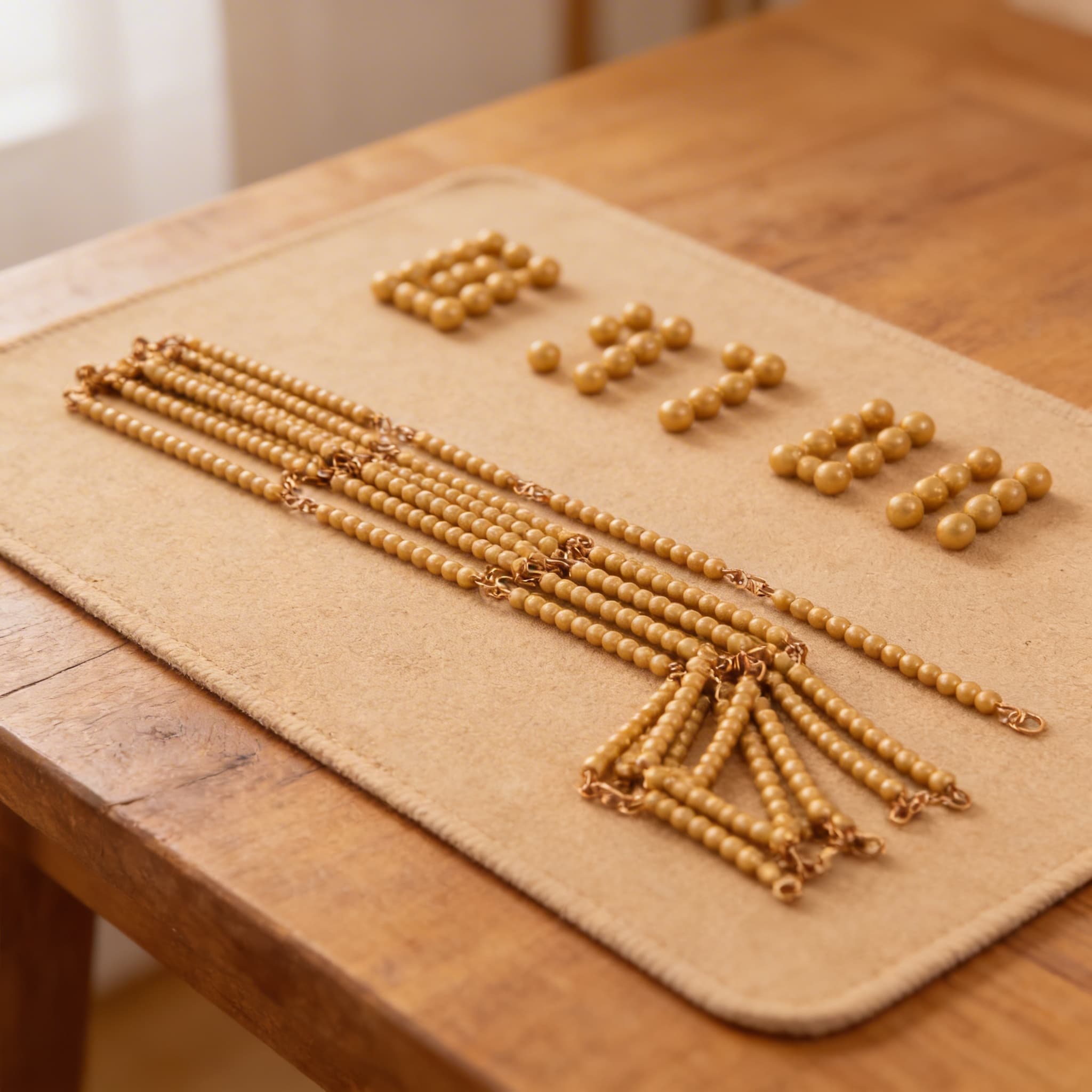 Goldene Perlenkette 1000: Einzelperlen Nylon — Ansicht 3