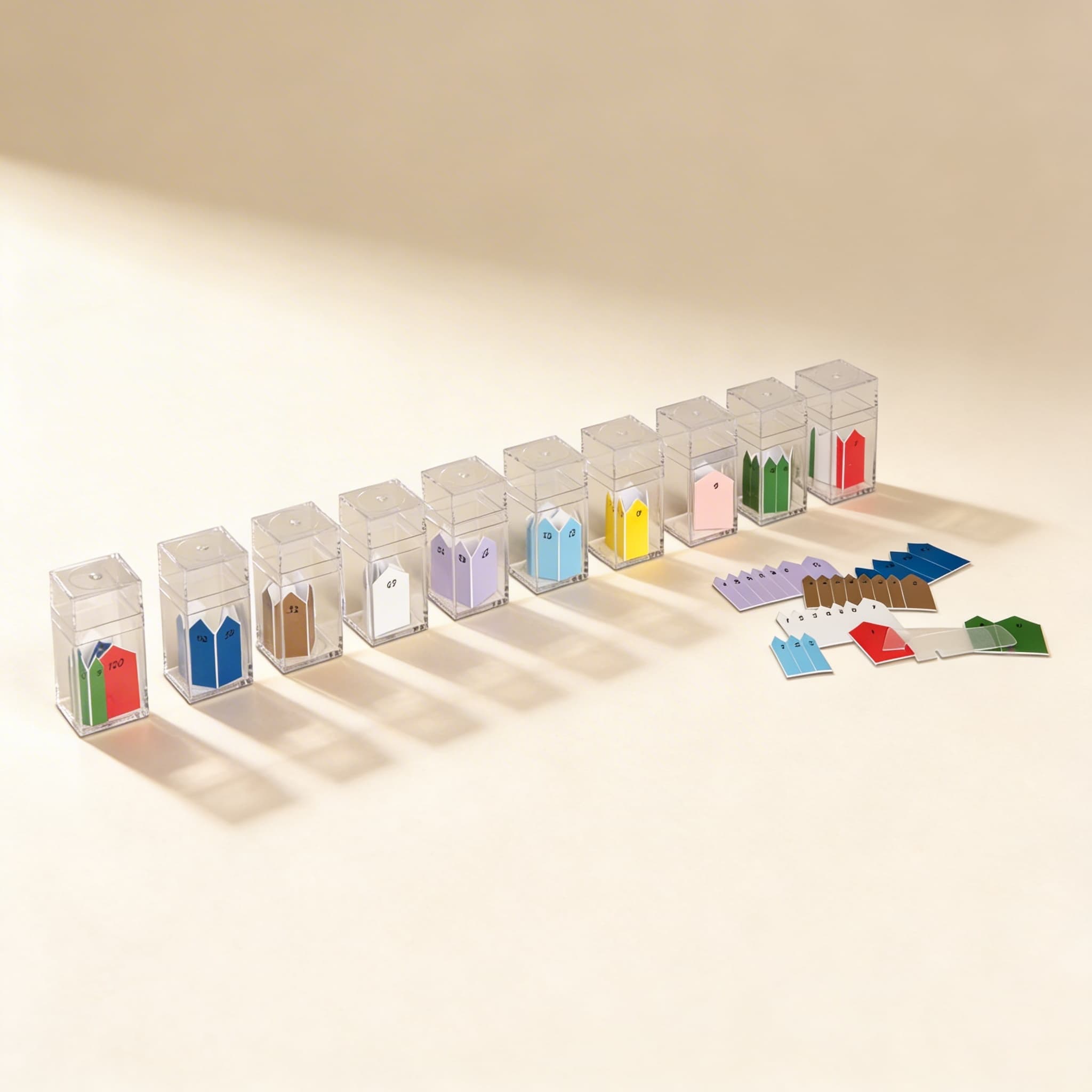 Tištěné šipky pro krátké řetězy korálků — Boční pohled