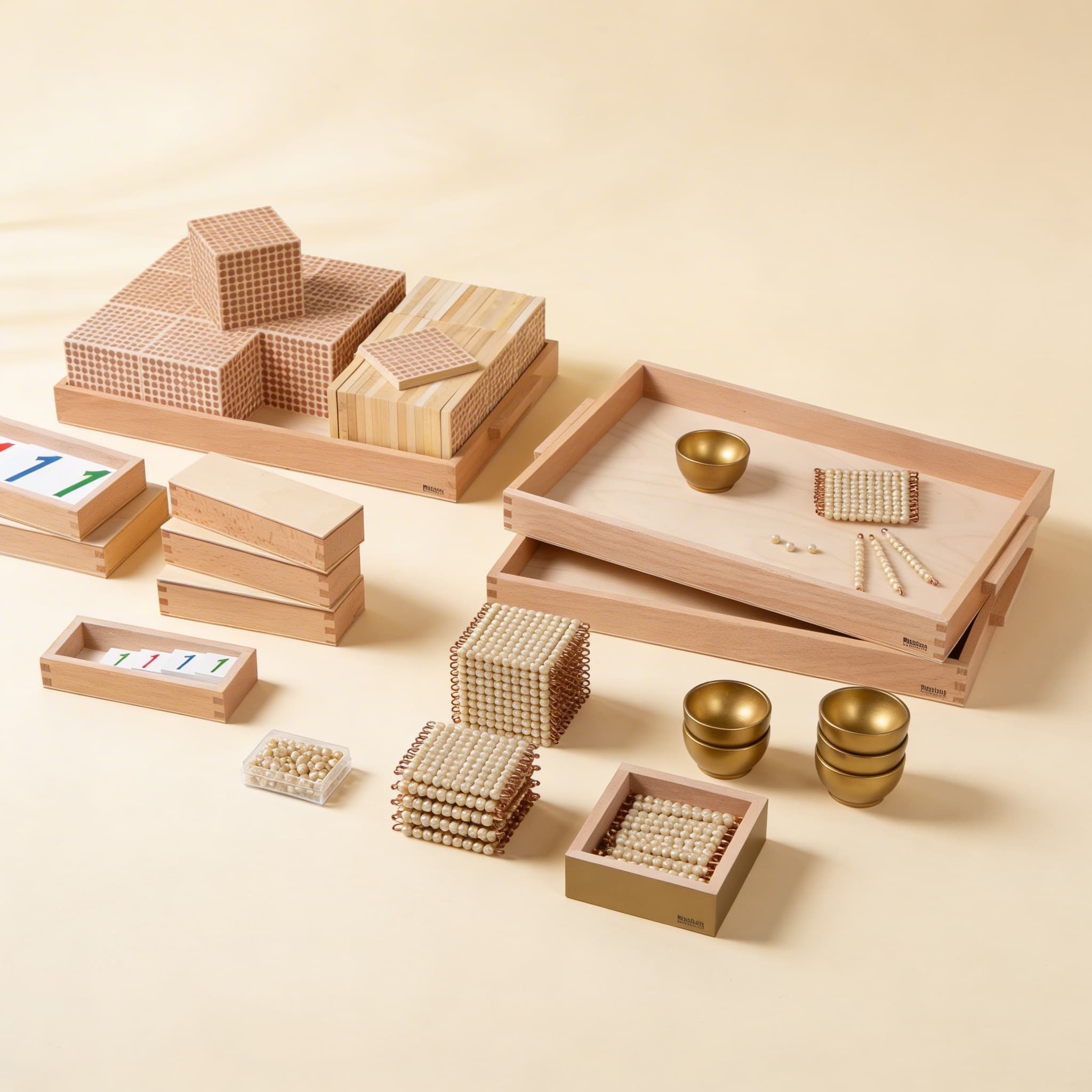 Goldenes Perlenmaterial — Einzelne Glasperlen für Dezimalsystem — Seitenansicht