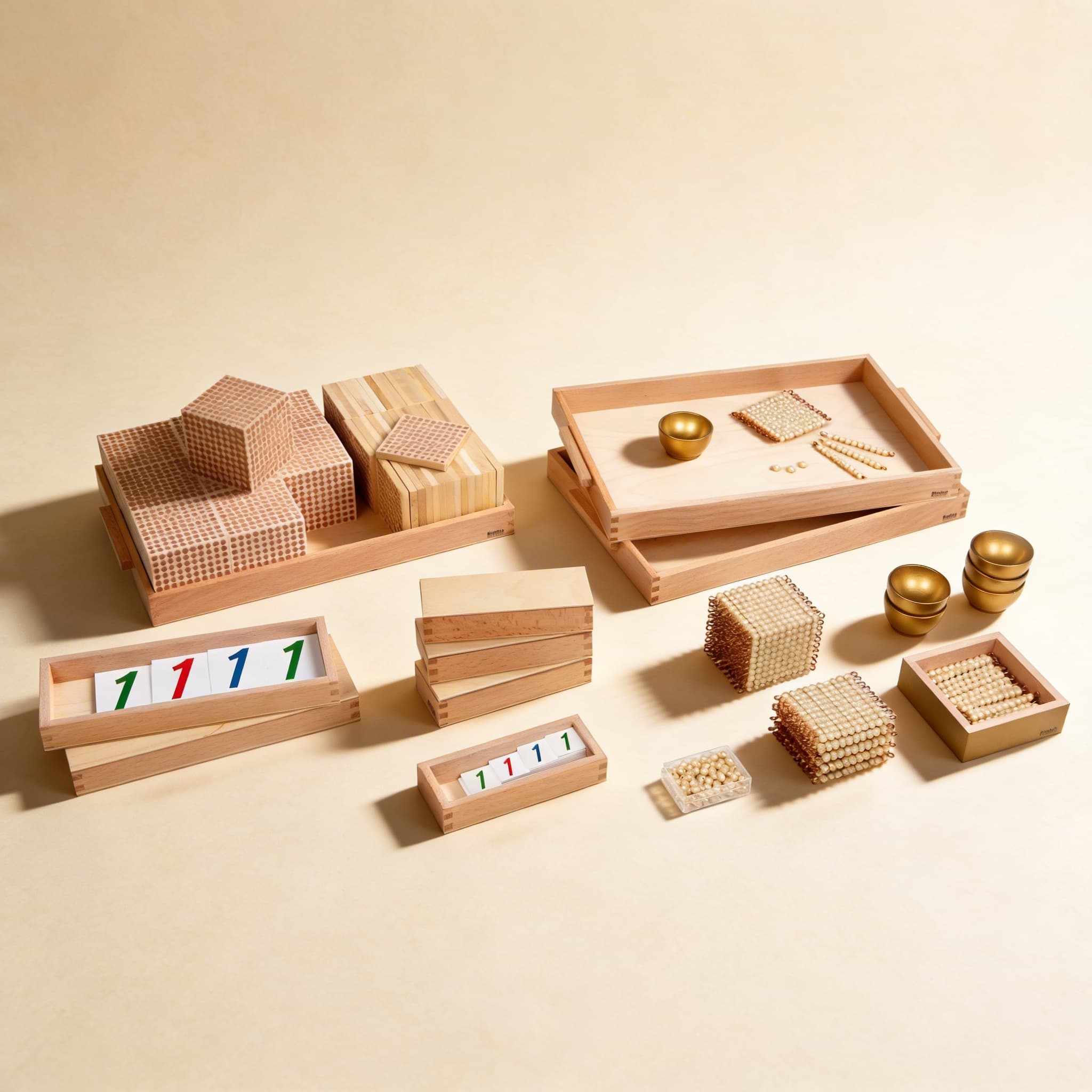 Goldenes Perlenmaterial — Einzelne Glasperlen für Dezimalsystem — Katalogansicht