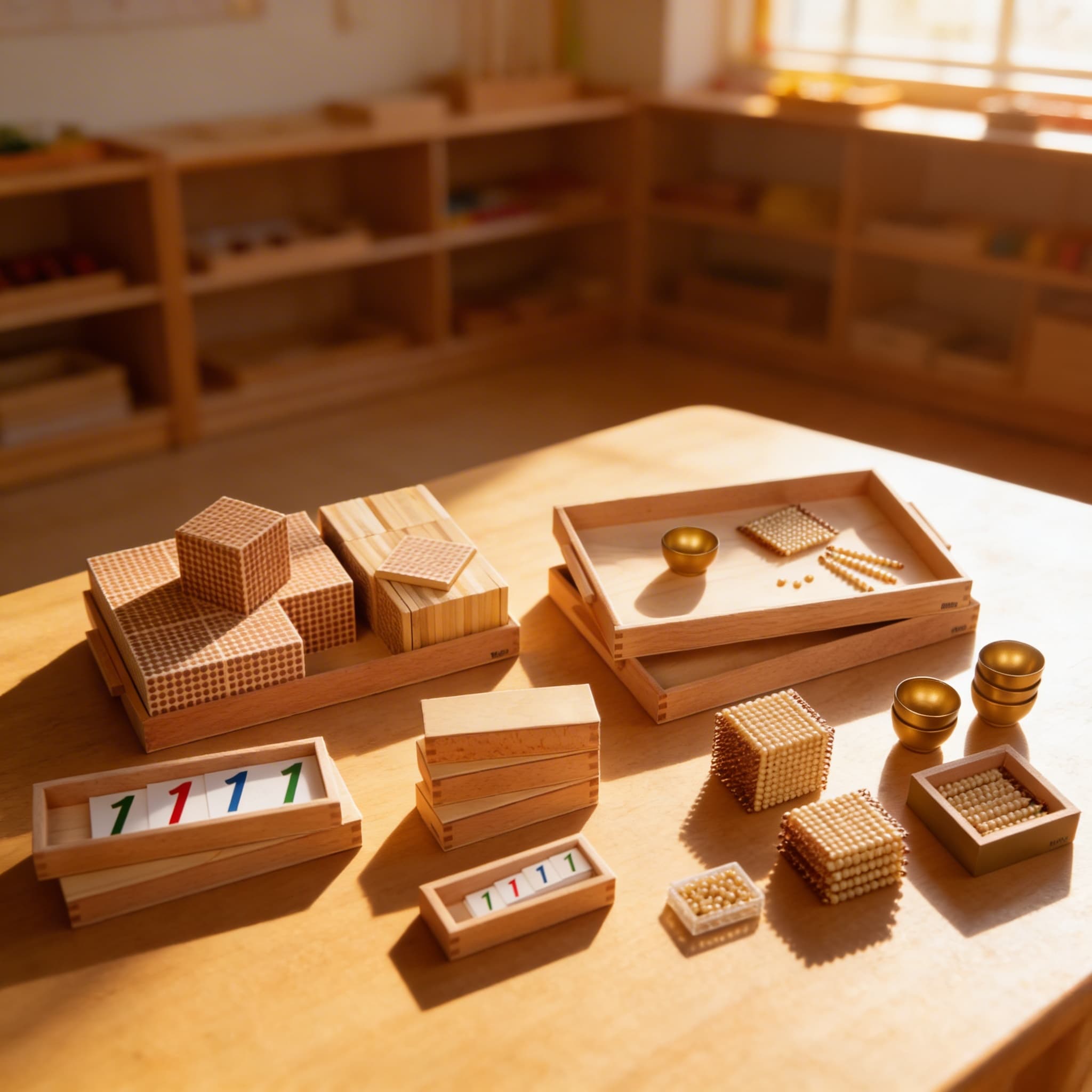 Goldenes Perlenmaterial — Einzelne Glasperlen für Dezimalsystem — Im Einsatz