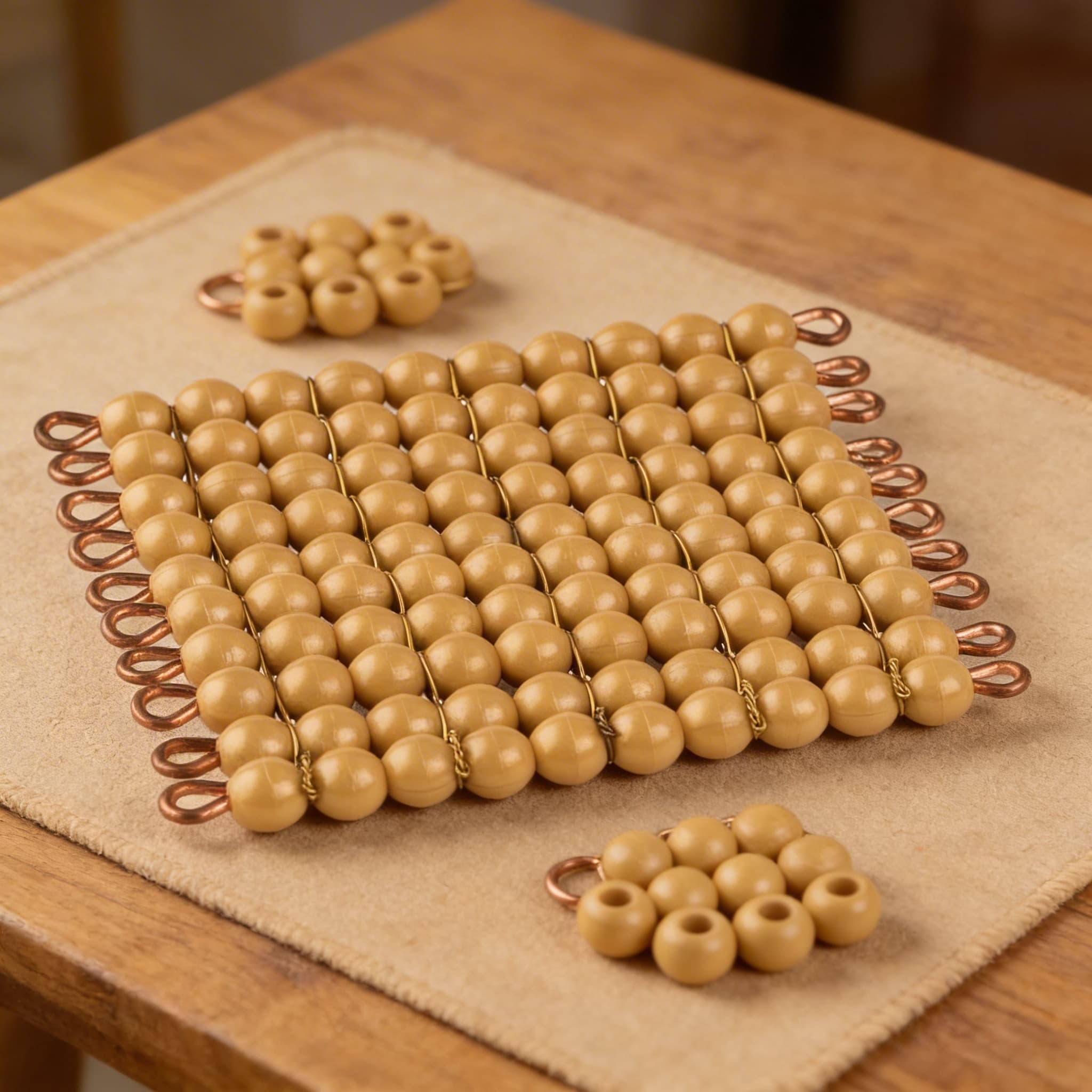 Ein goldenes Perlenquadrat 100: Einzelperlen Nylon — Ansicht 3