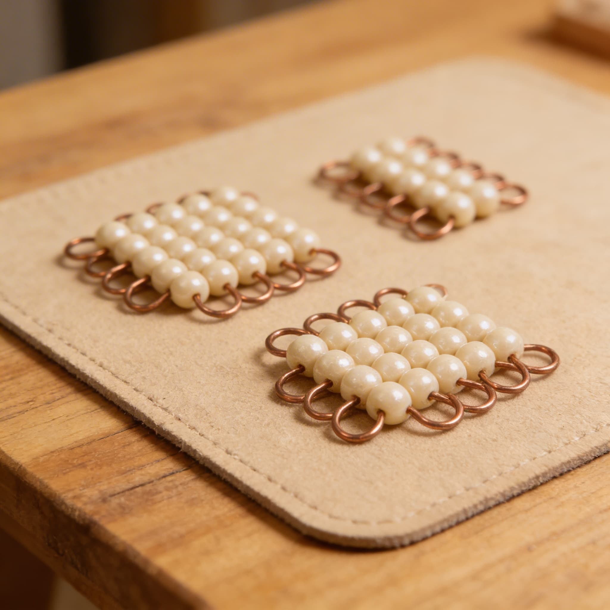 Goldener Perlenwürfel 1000 — Einzelne Glasperlen in 10×10×10 Formation — Detailansicht