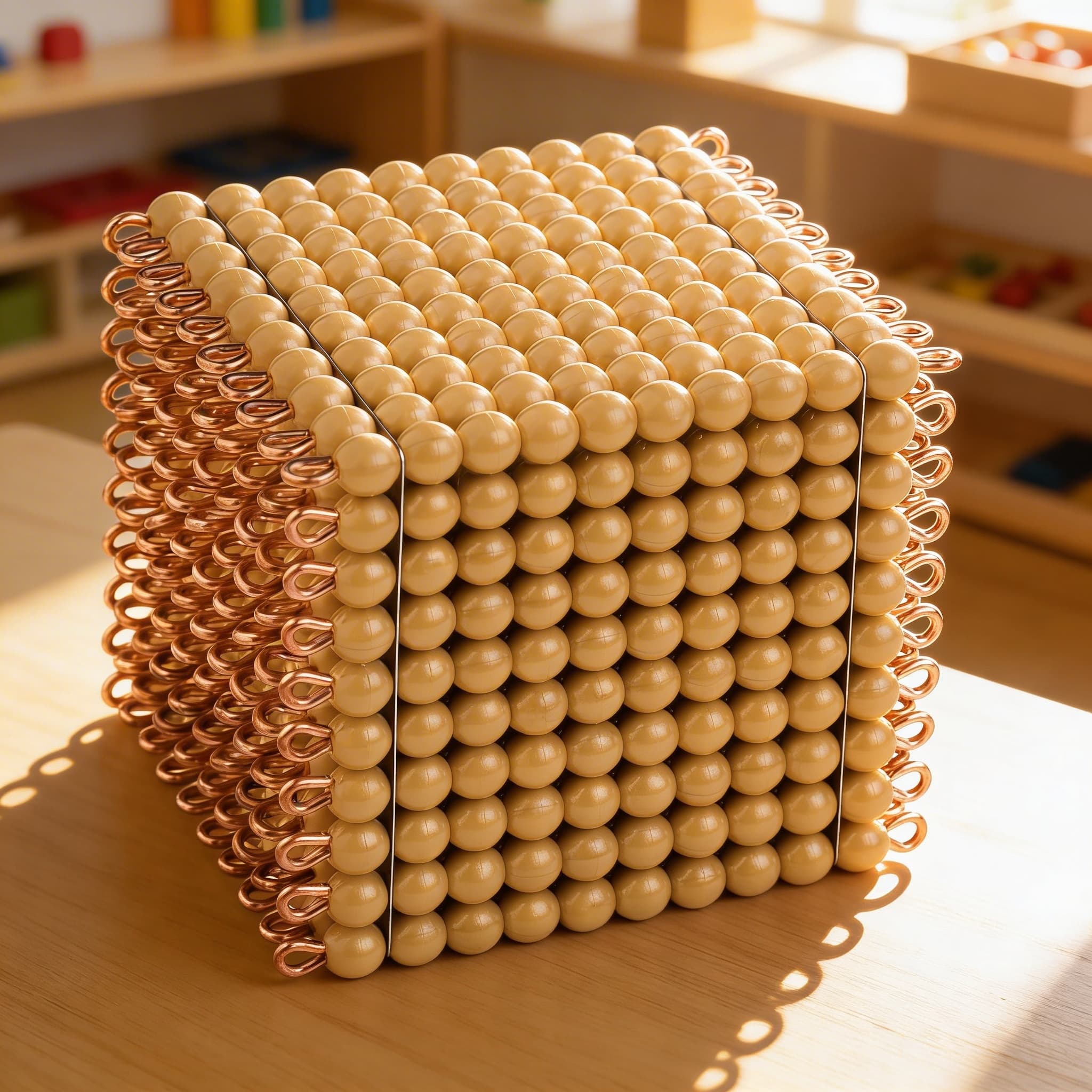 Goldener Perlenwürfel 1000 — Einzelne Nylon-Beschichtete Perlen — Im Einsatz