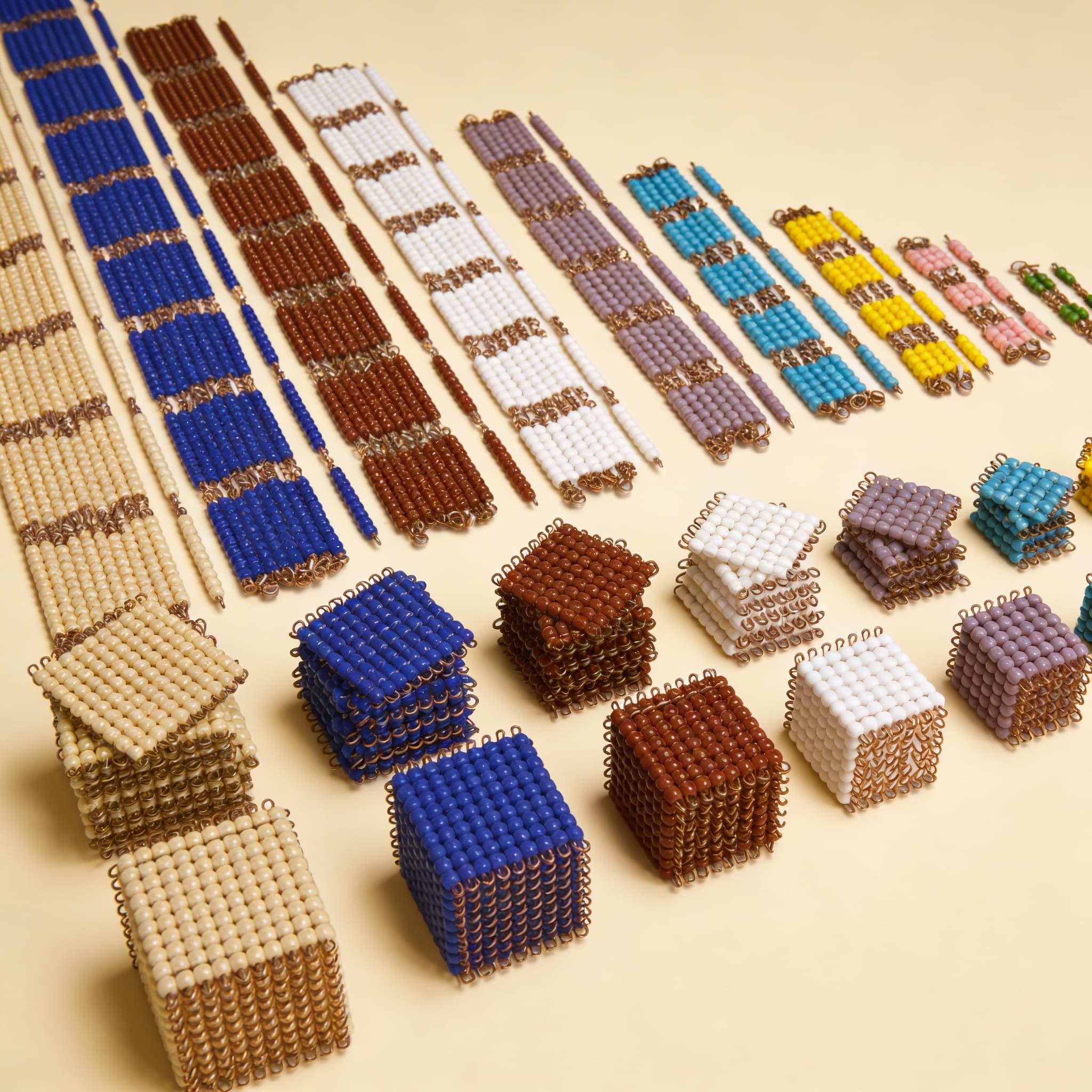 Einzelne Glasperlen — Vollständiges Dezimalsystem-Material — Seitenansicht