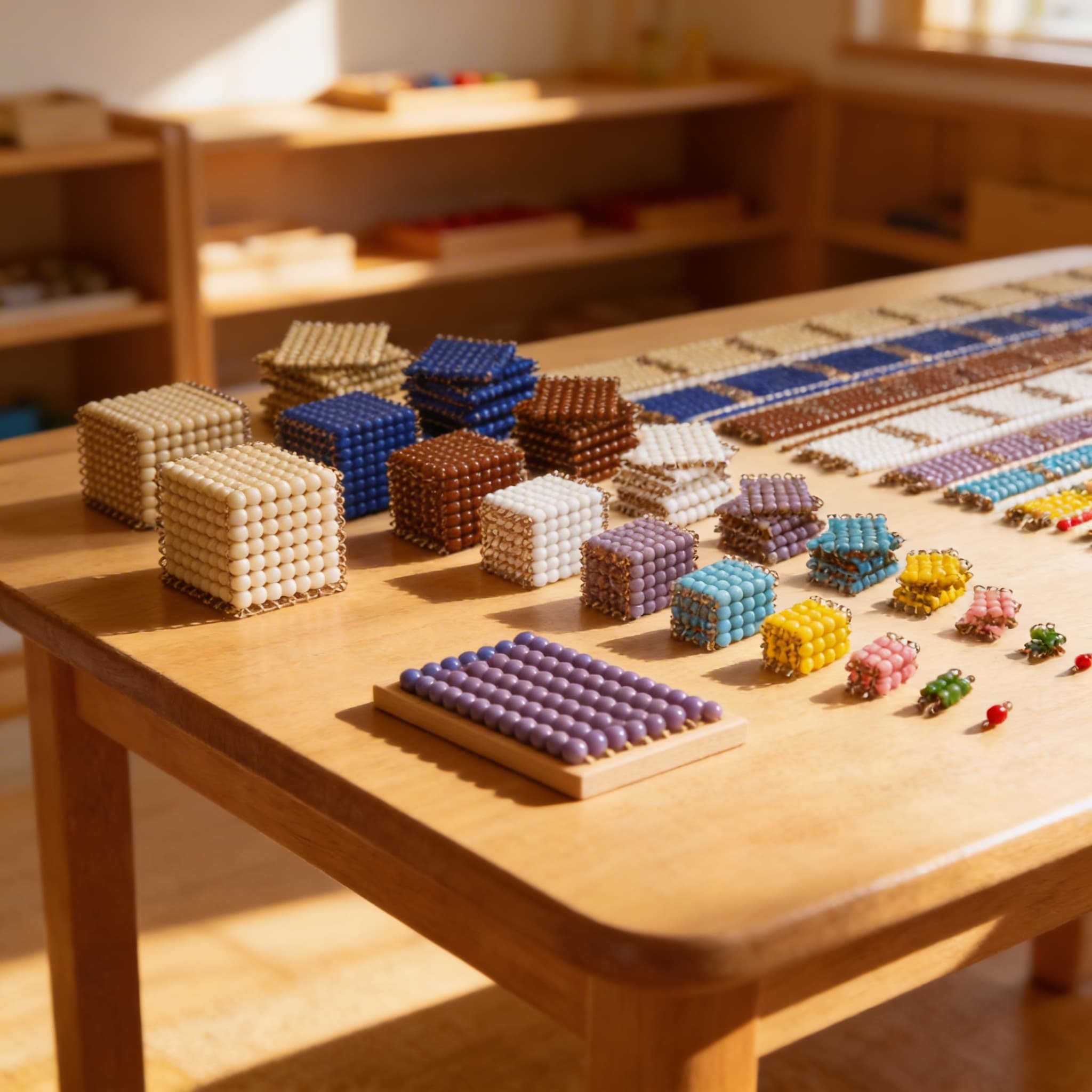 Einzelne Glasperlen — Vollständiges Dezimalsystem-Material — Im Einsatz