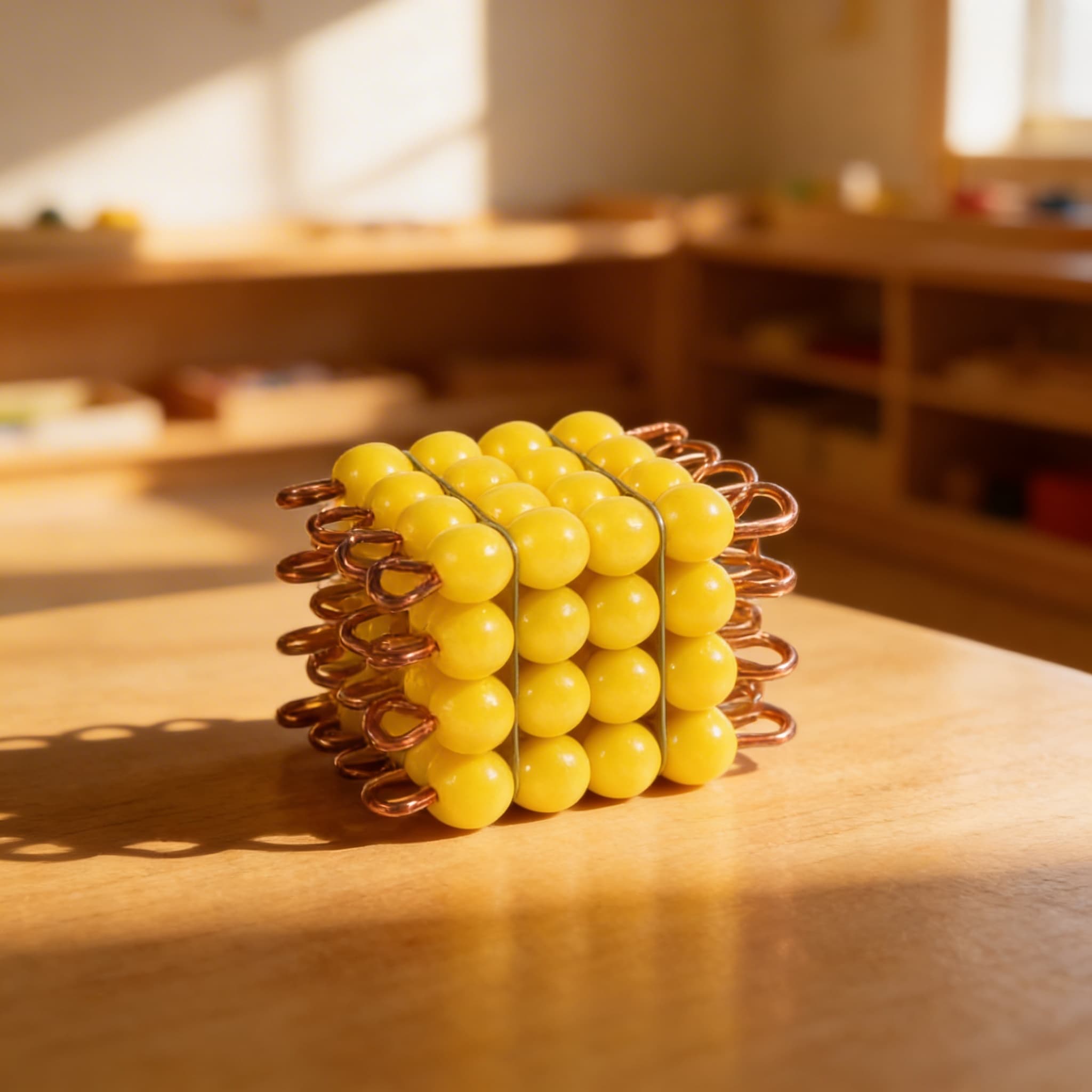 Glasperlen-Würfel der 4 — Gelbe mathematische Darstellung — Im Einsatz