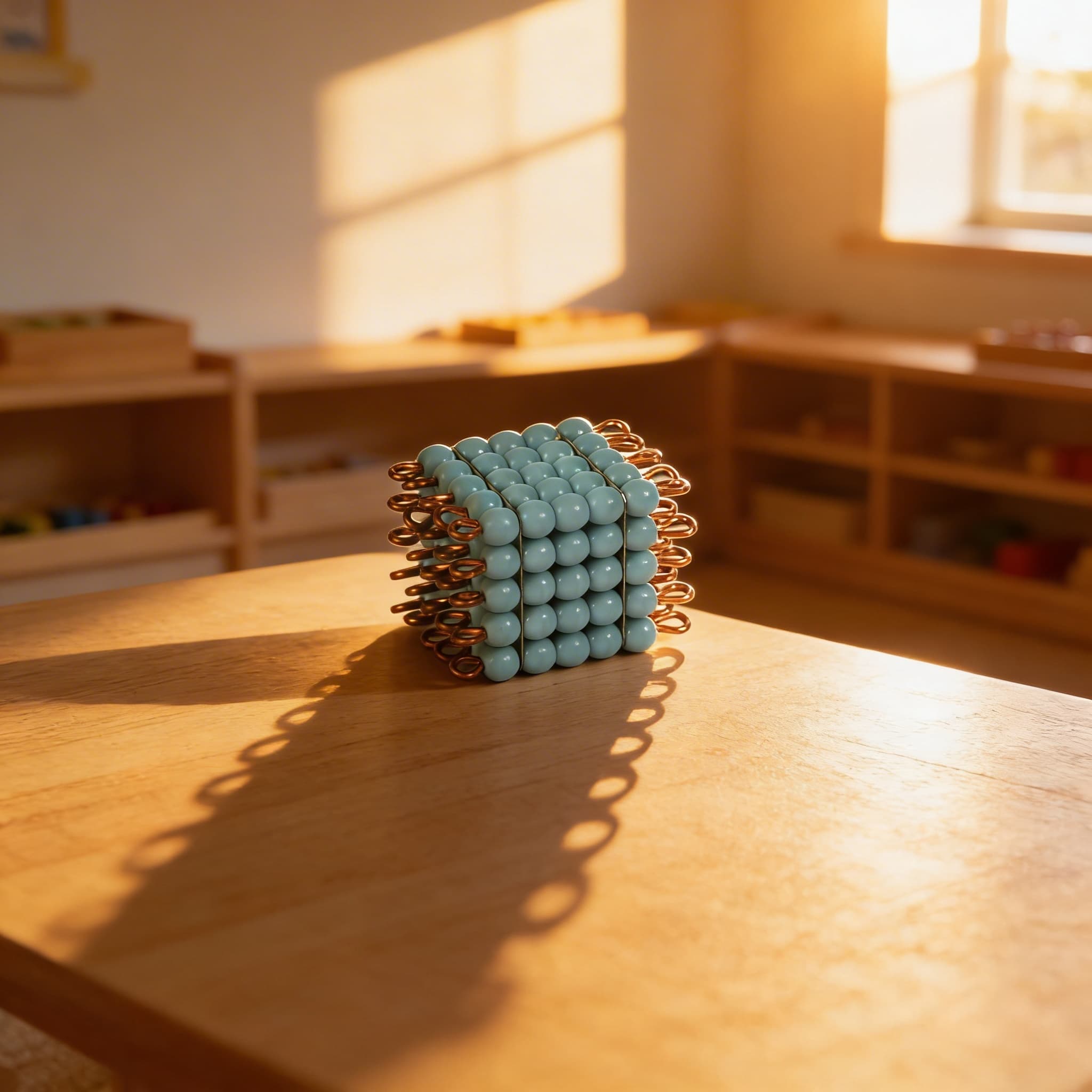 Glasperlen-Würfel 5er — Hellblaue Einzeleinheit — Im Einsatz