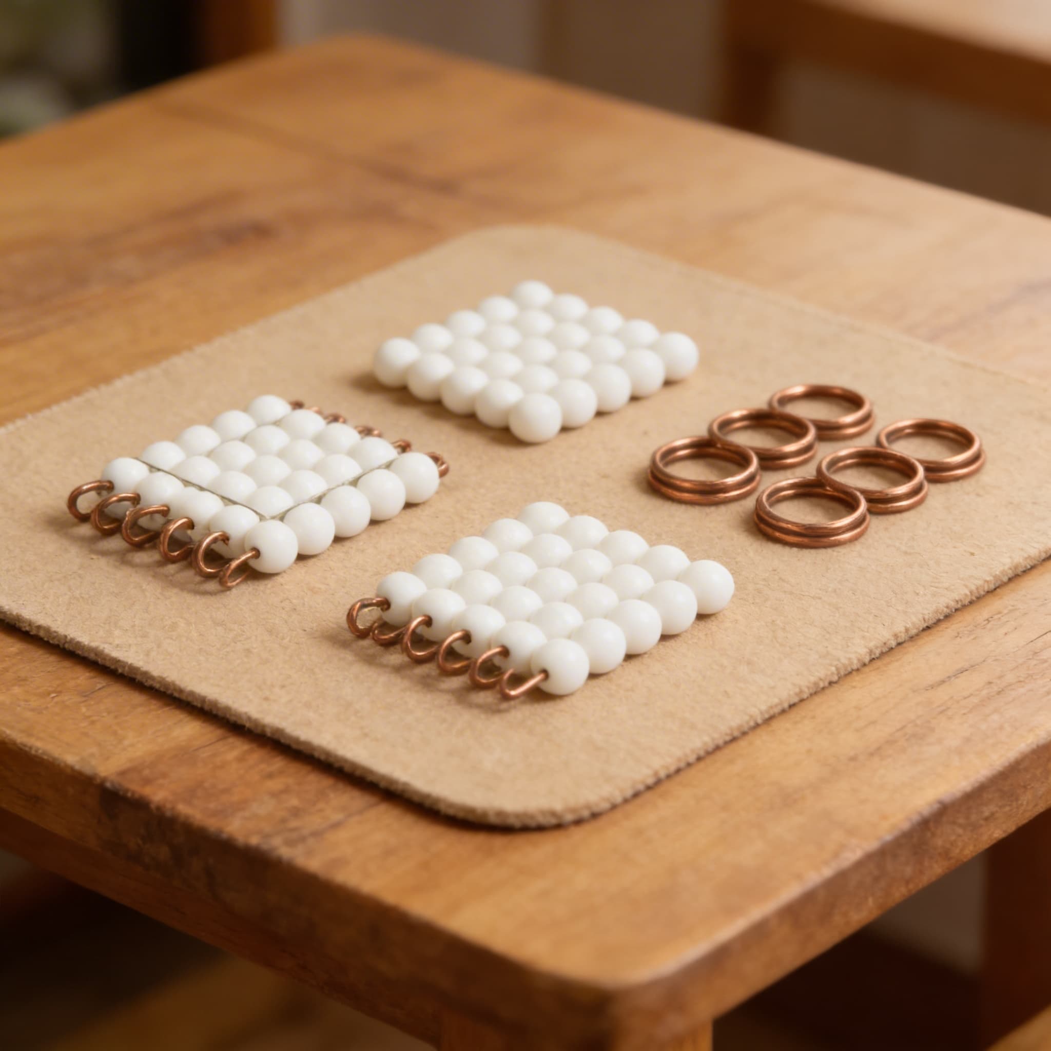 Glasperlen-Würfel 7 — Weisse Einzelperlen für 7³-Konzept — Detailansicht