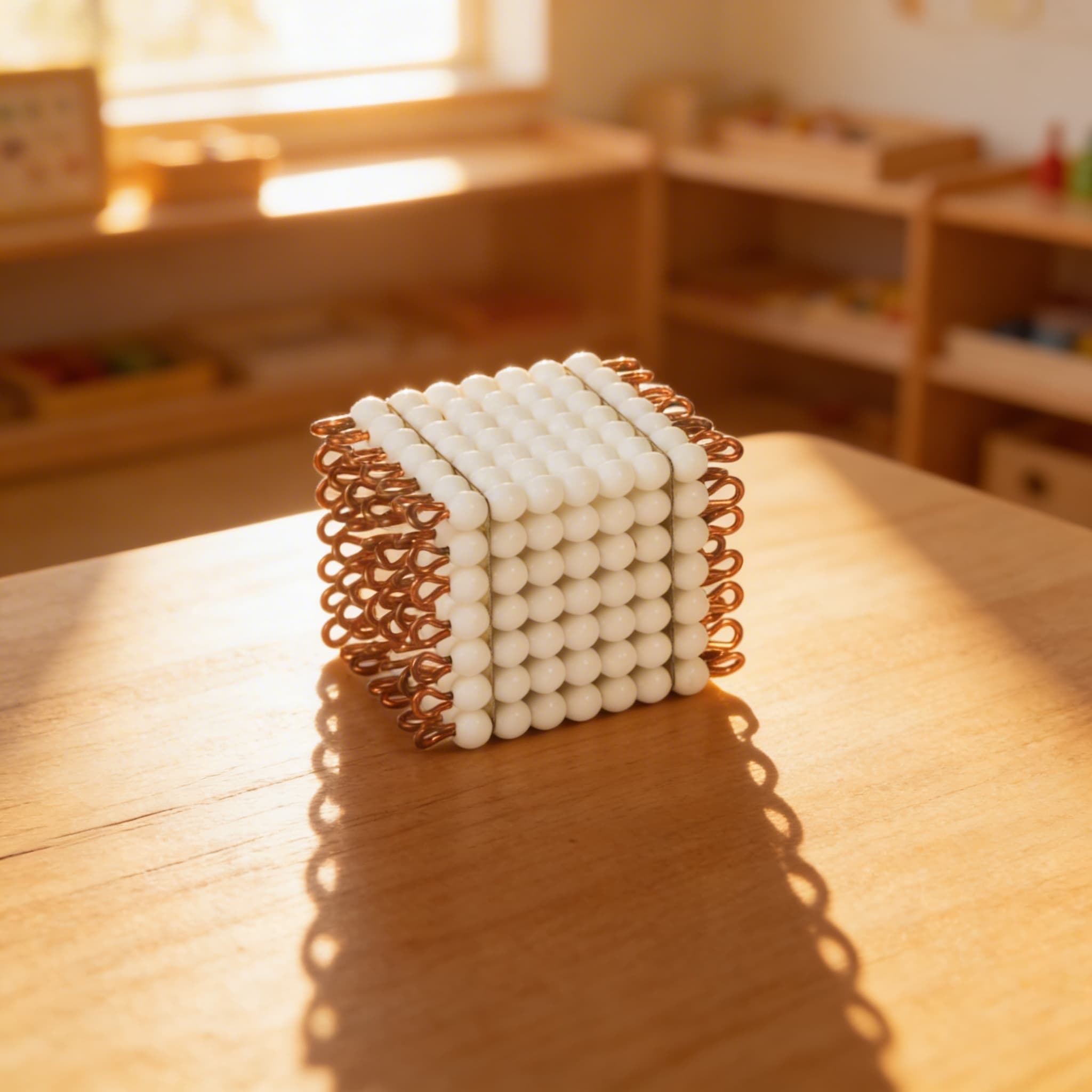 Glasperlen-Würfel 7 — Weisse Einzelperlen für 7³-Konzept — Im Einsatz