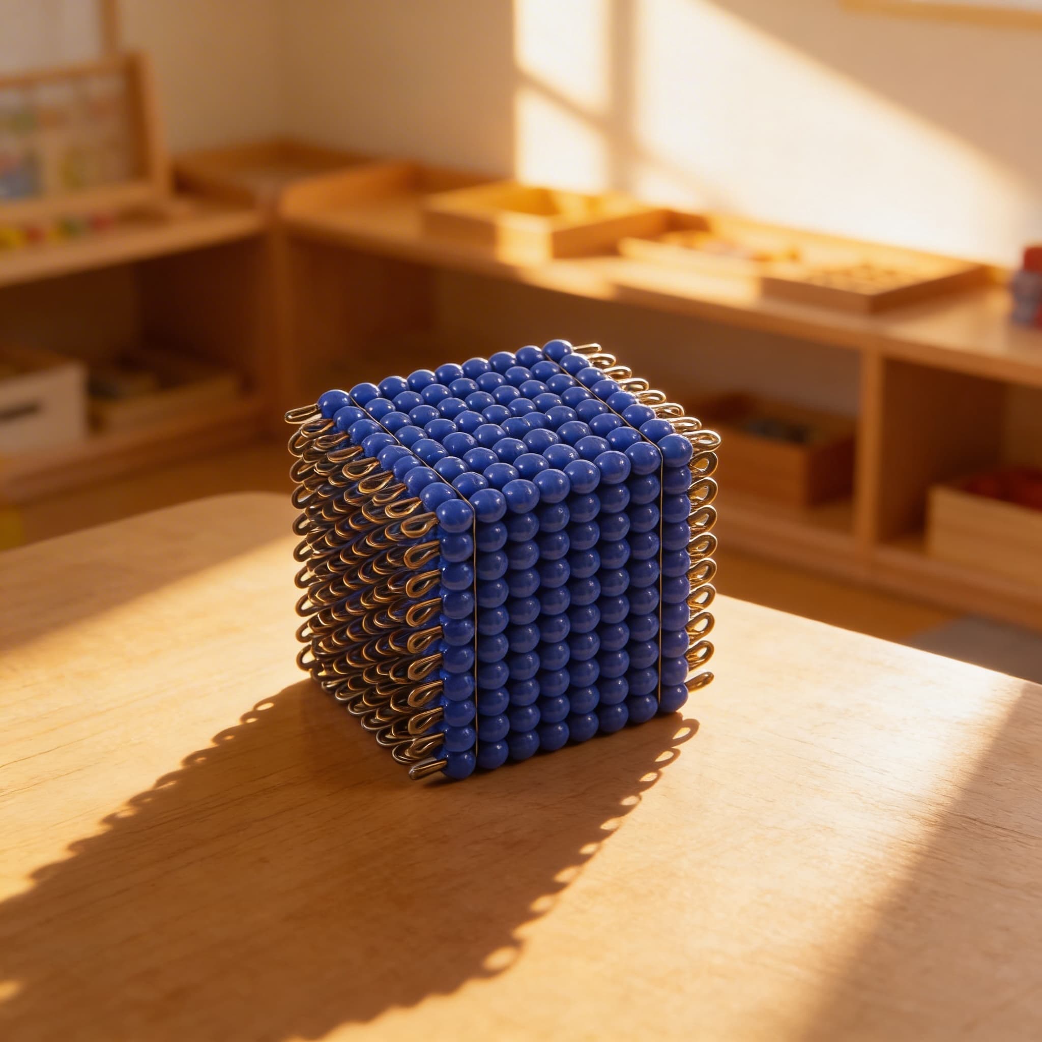 Glasperlen-Würfel der 9 — Dunkelblaues Drahtgestell für 729 Einheiten — Im Einsatz