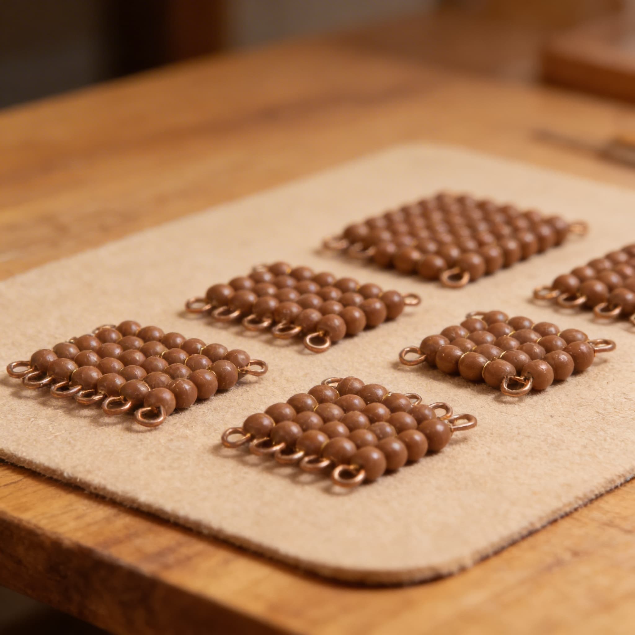 Einzelnes Nylonperlenquadrat der 8: Braun — Ansicht 3