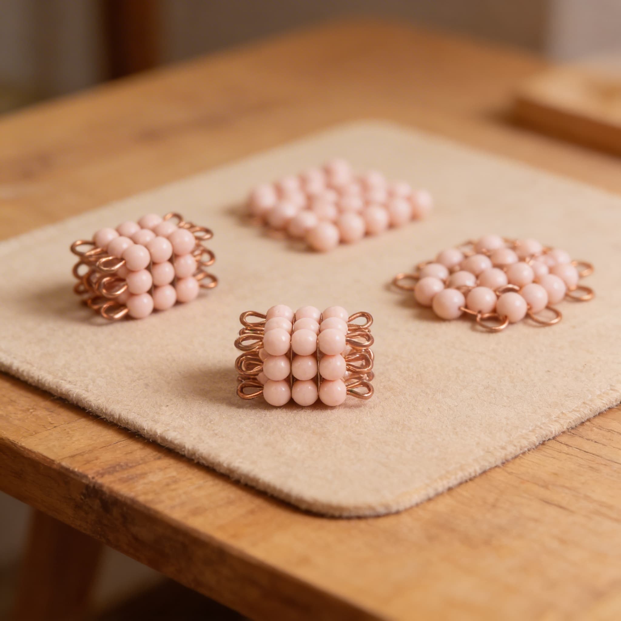 Perlenwürfel 3 — Rosa Einzelner Nylon-Würfel für Mathematik — Detailansicht