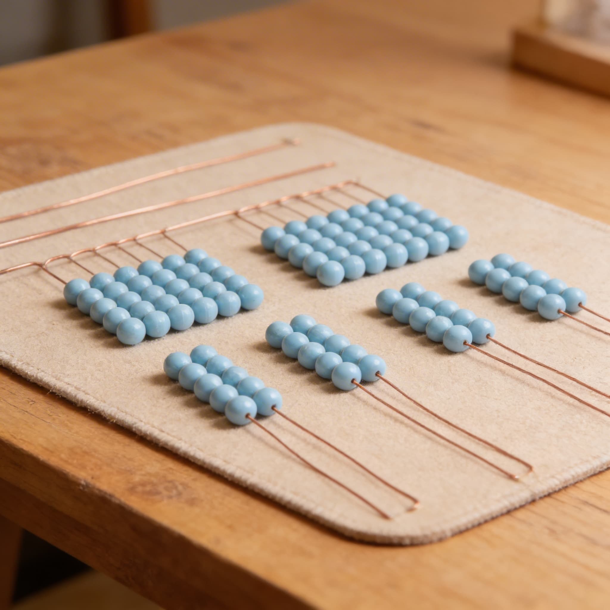 Nylon-Perlenwürfel der 5 — Einzeln hellblau für Mengenarbeit — Detailansicht