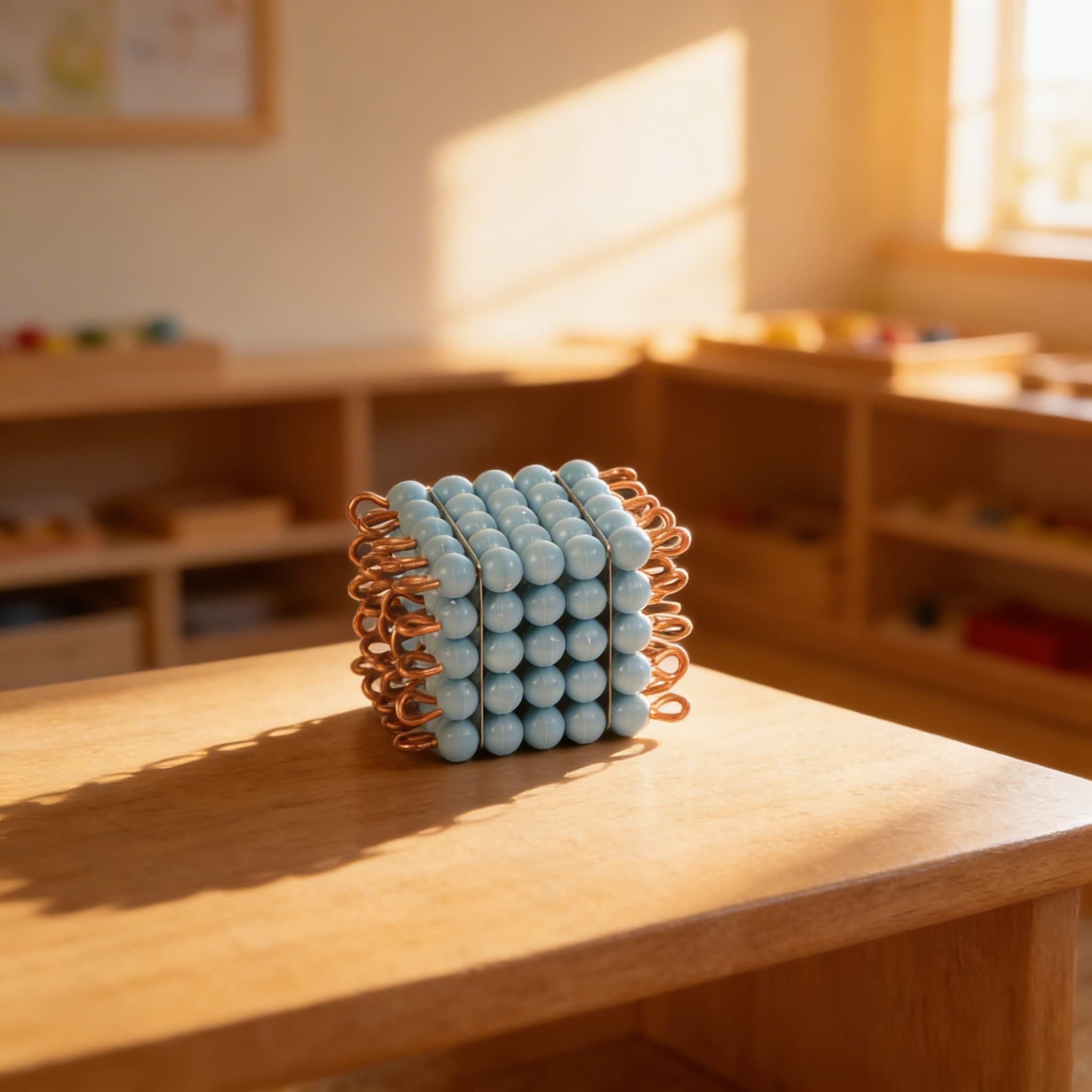 Nylon-Perlenwürfel der 5 — Einzeln hellblau für Mengenarbeit — Im Einsatz