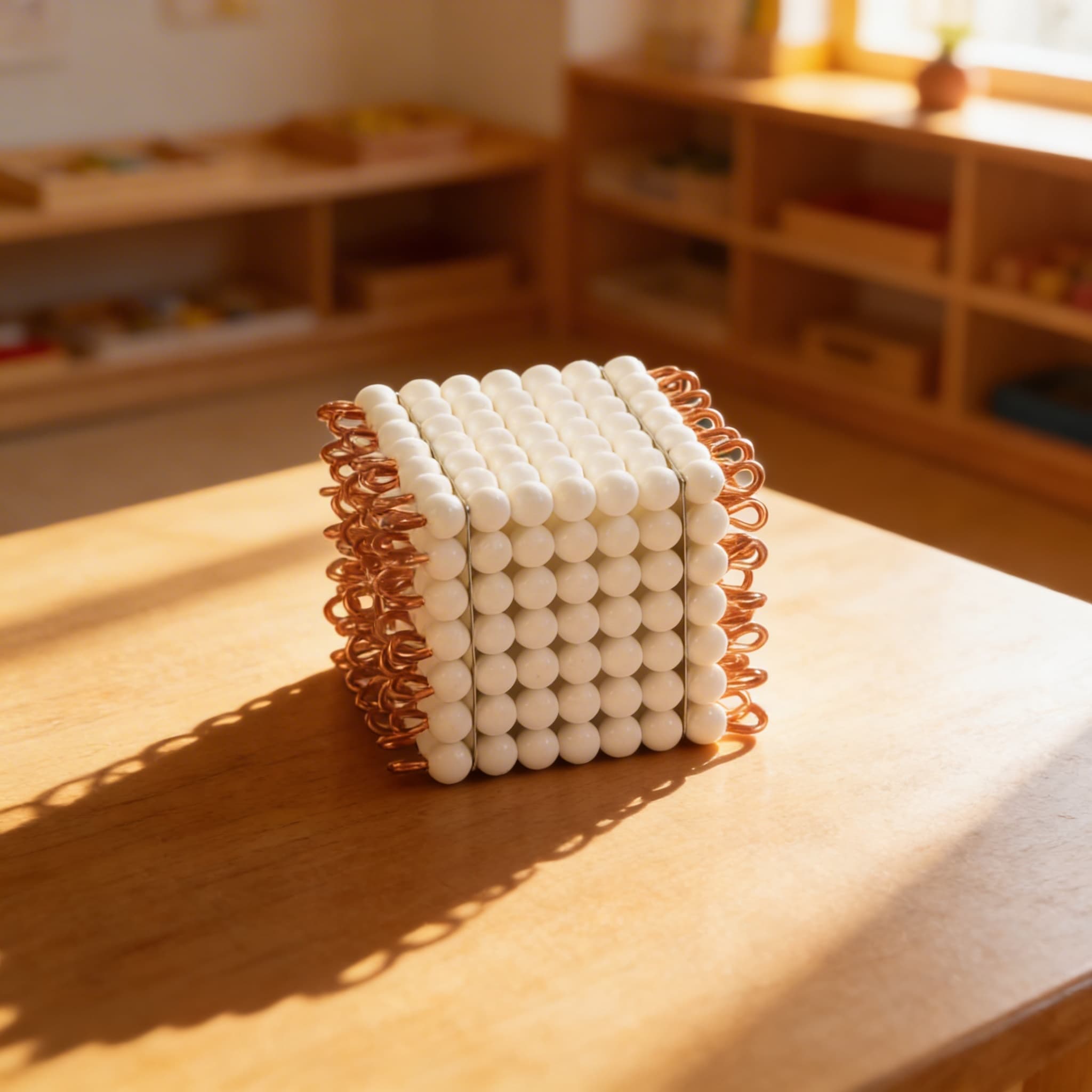 Perlenwürfel aus 7 — Weißer Nylon-Tausender (7³) — Im Einsatz