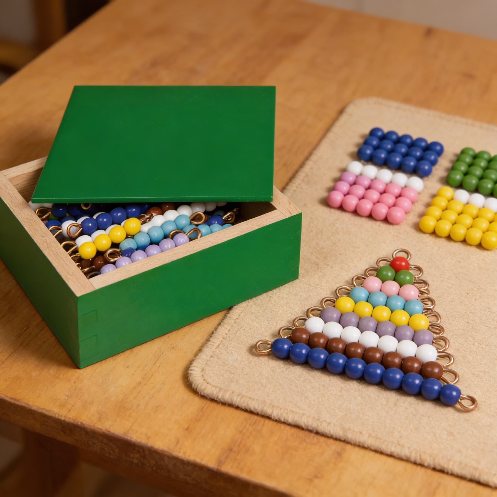 Farbige Perlentreppen — 10 Sets Glasperlen 1-10 — Detailansicht