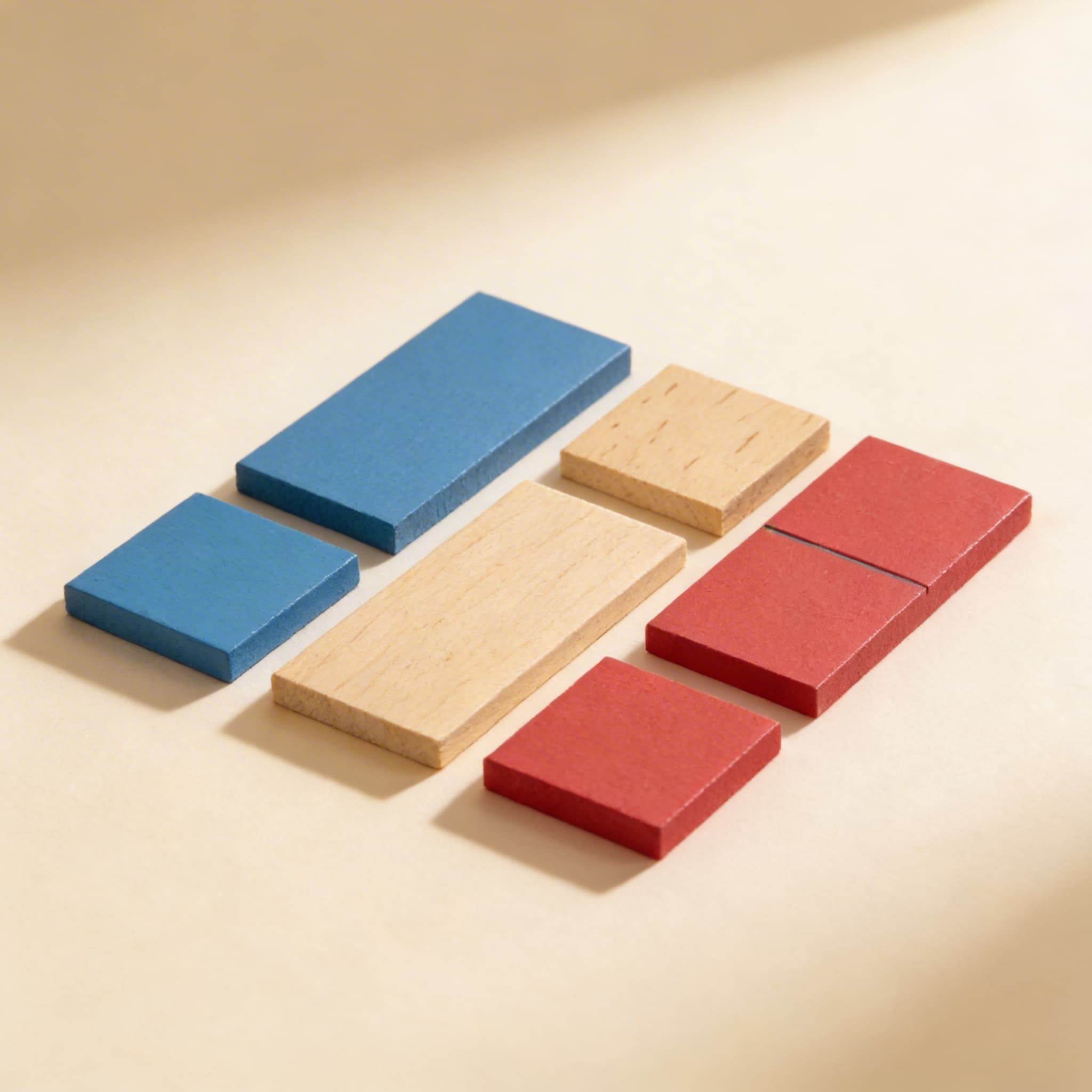 Erste 2 Streifen für Additions-/Subtraktionsstreifenbrett: Rot/Blau/Natur — Ansicht 2