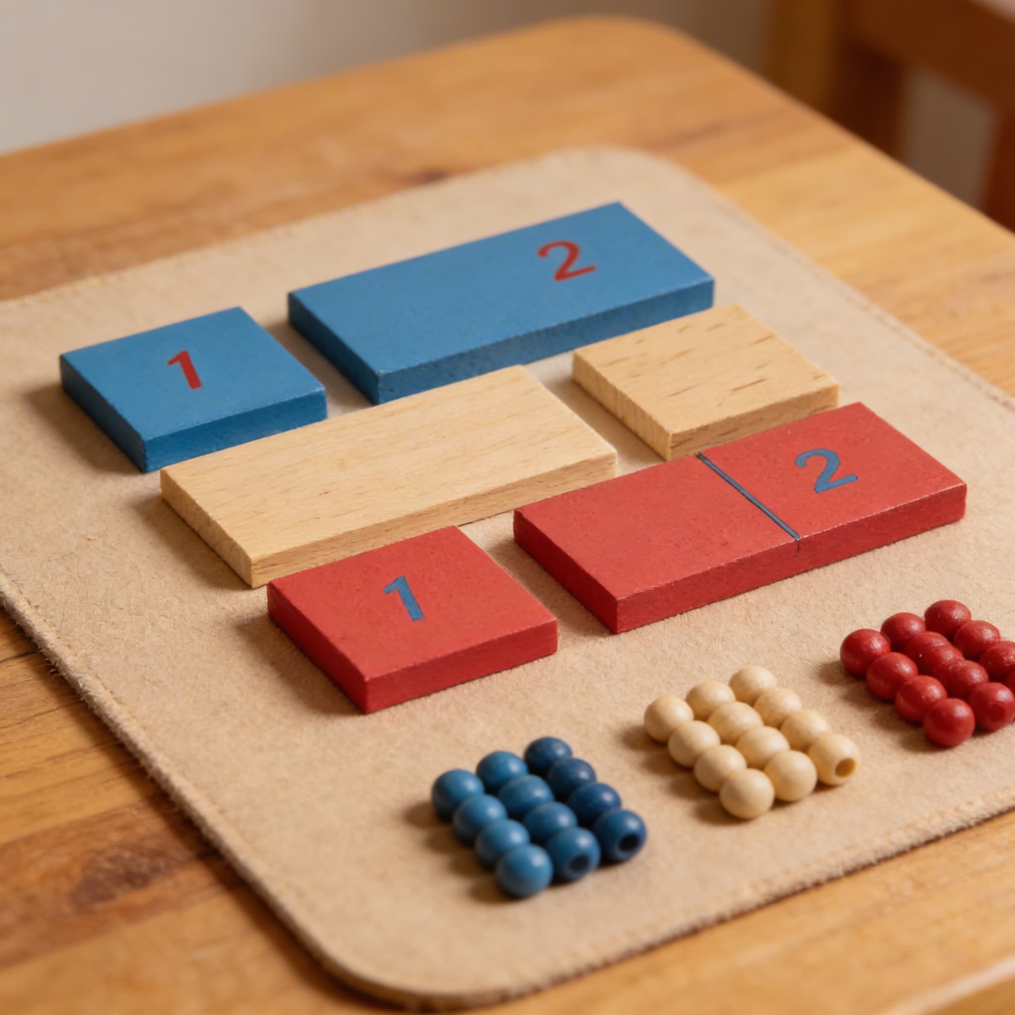 Erste 2 Streifen für Additions-/Subtraktionsstreifenbrett: Rot/Blau/Natur — Ansicht 3