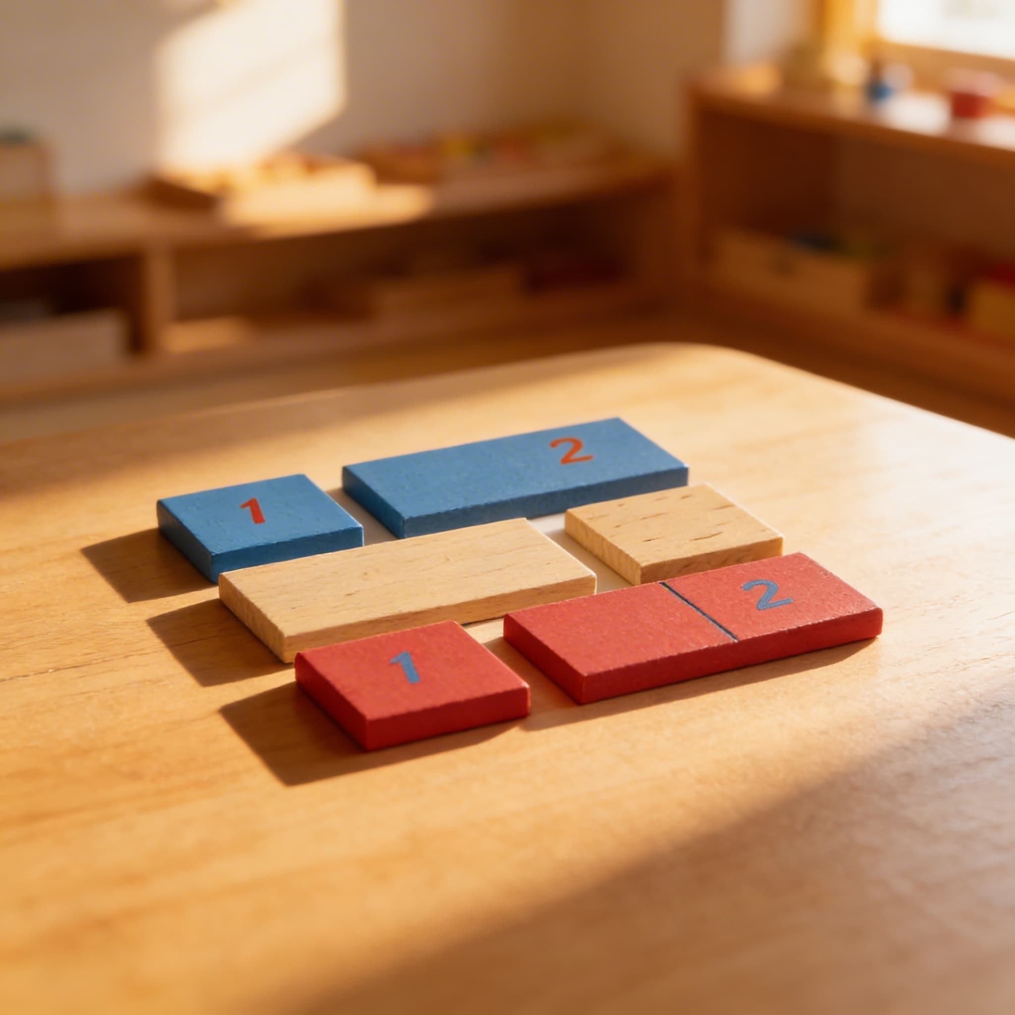 Erste 2 Streifen für Additions-/Subtraktionsstreifenbrett: Rot/Blau/Natur — Ansicht 4