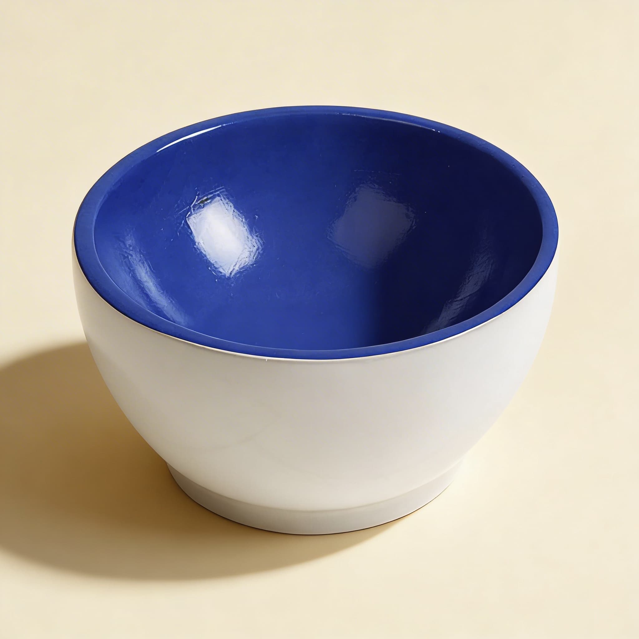 Holzbecher: Weiß / Blau