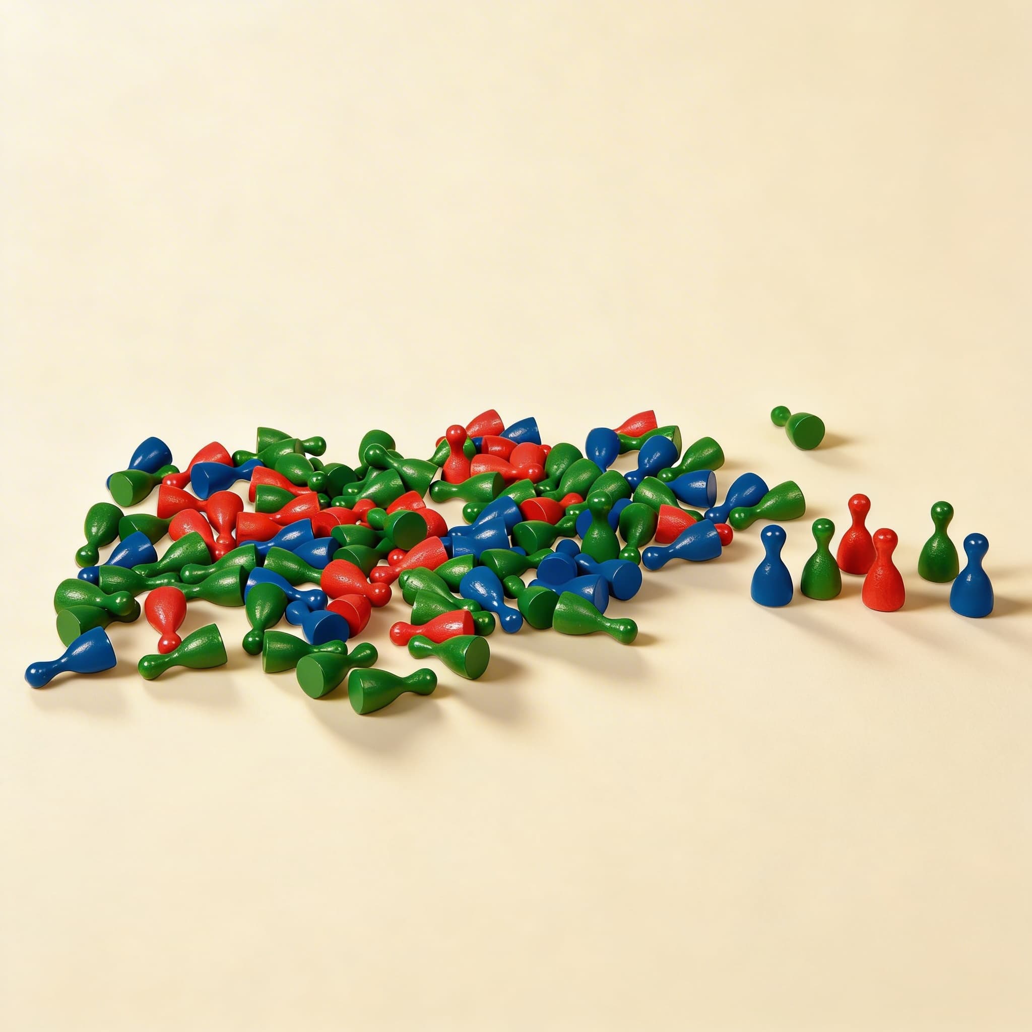 Kleine Kegel: Grün, Blau, Rot (100 Stück)