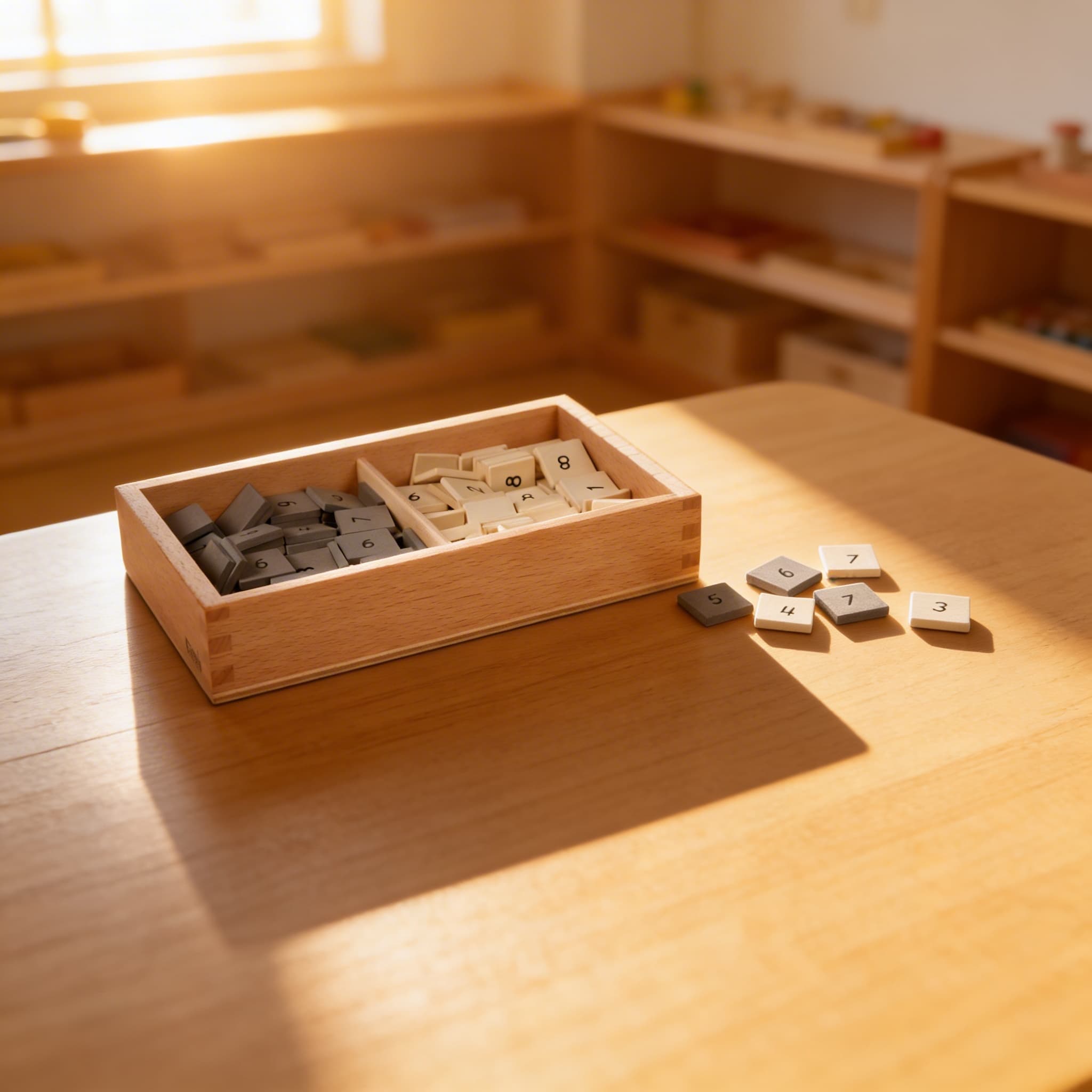 Box s číselnými plátkami — Vizuálne rozlišovanie šedej a bielej — Pri použití