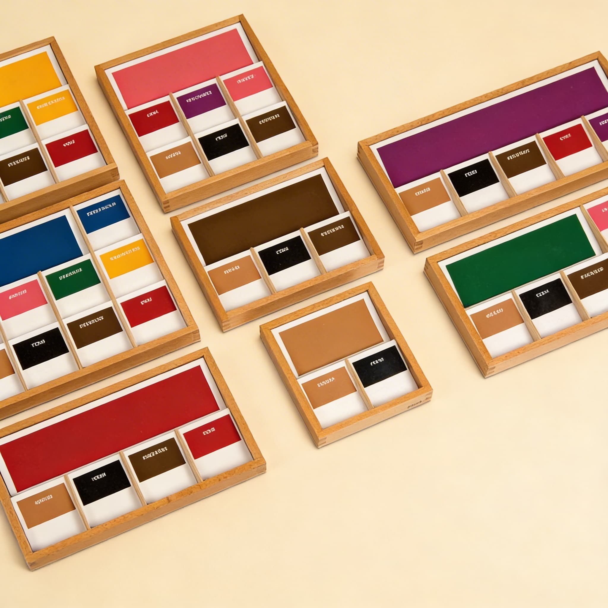 Gramatické krabice — Barevné karty pro analýzu vět — Boční pohled