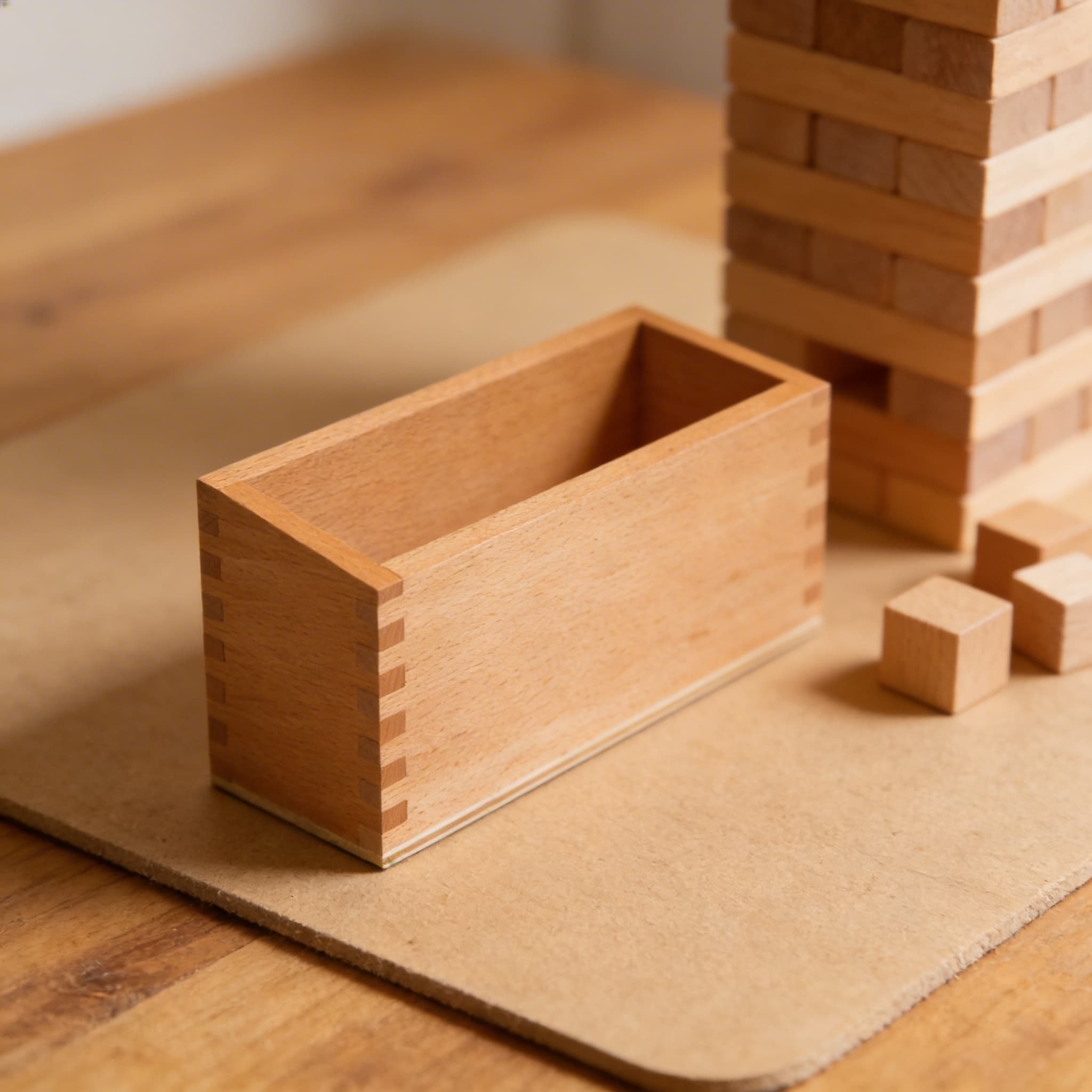 Befehlsbox — Naturholz-Aufbewahrung mit Schwalbenschwanzverbindung — Detailansicht