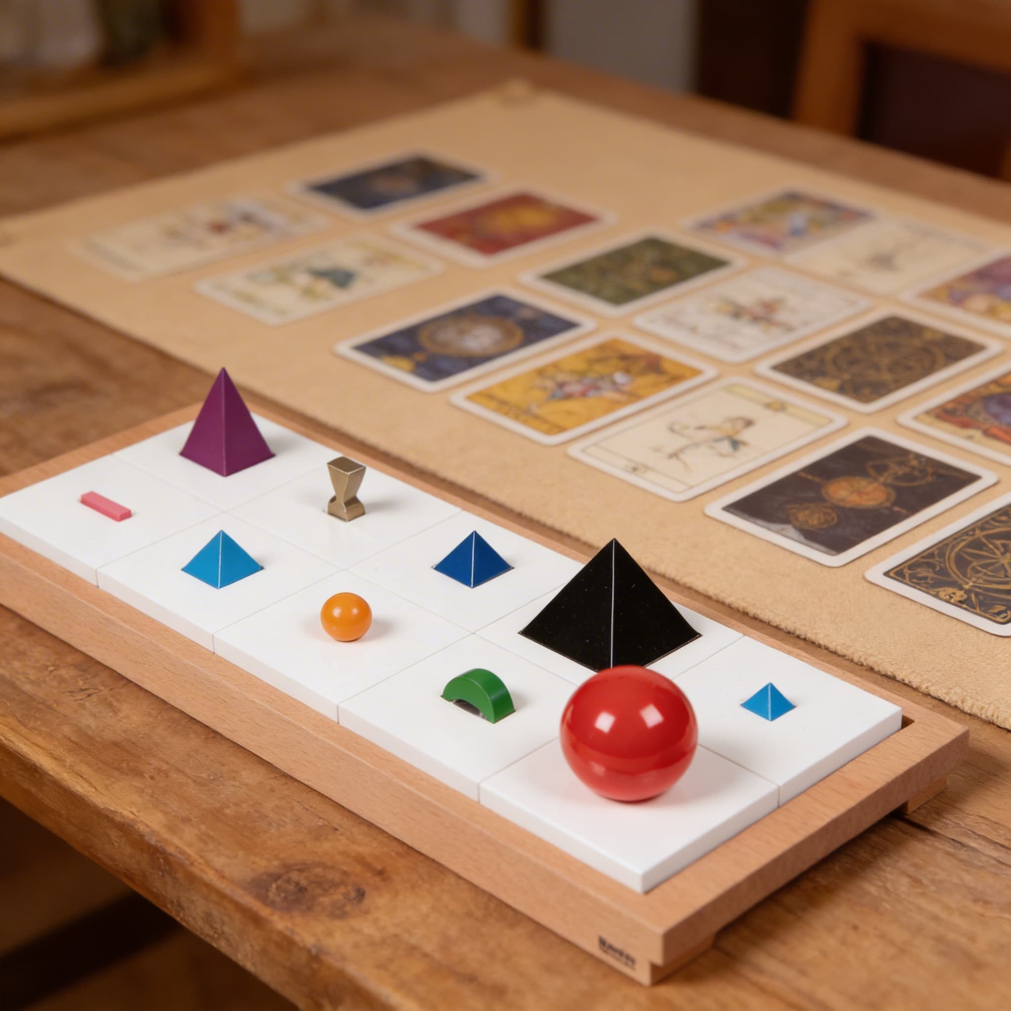 3D Holz-Grammatiksymbole: 10er-Set mit Tablett — Ansicht 3