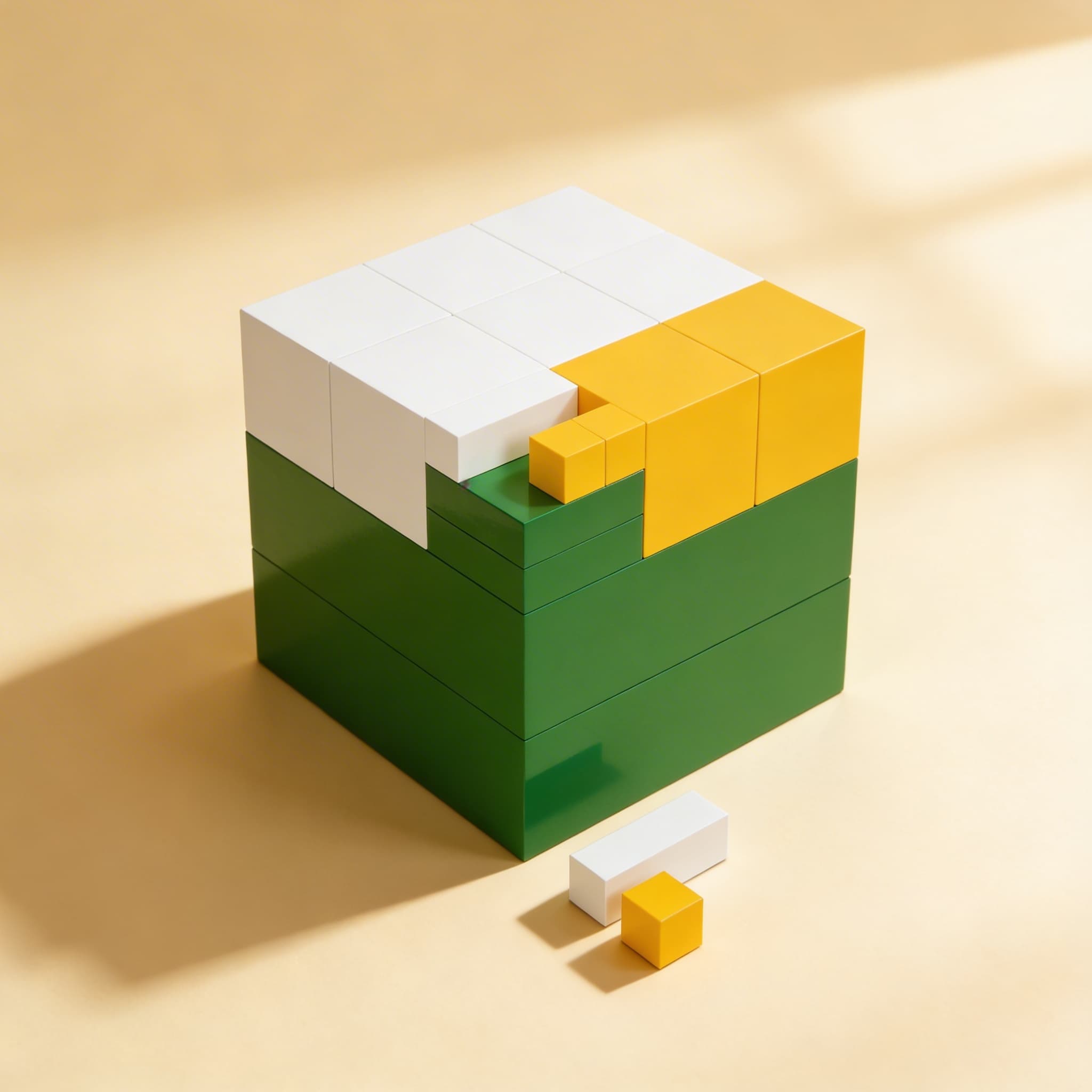 Potenz-von-Drei-Würfel — kubische Beziehungen und exponentielles Wachstum — Seitenansicht