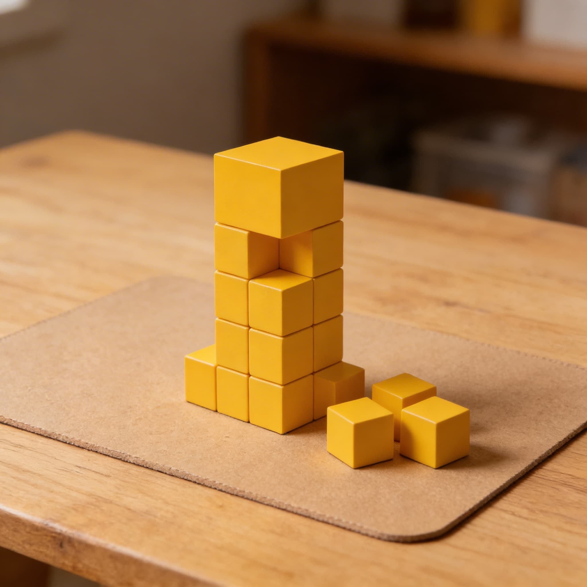 Gelber Würfel — Großer geometrischer Körper (27cm) — Detailansicht