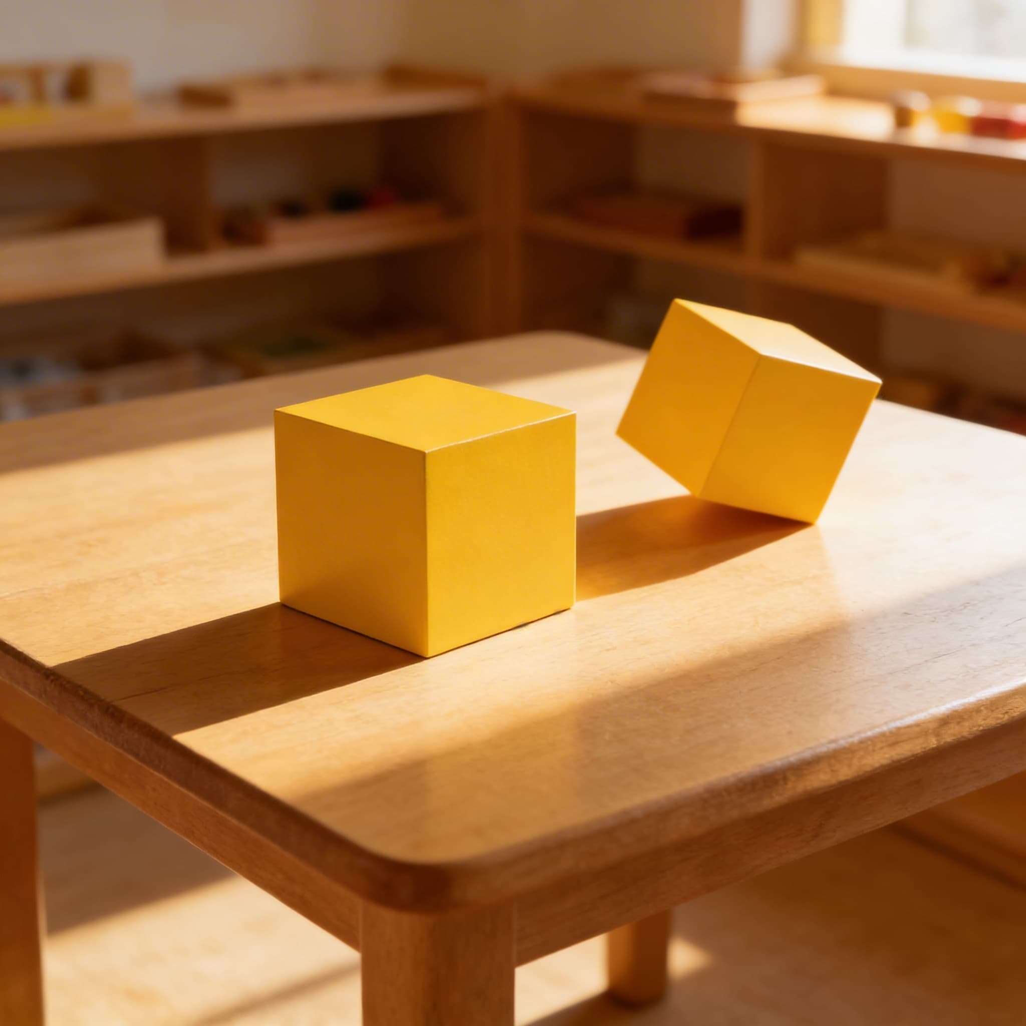 Gelber Würfel — Großer geometrischer Körper (27cm) — Im Einsatz