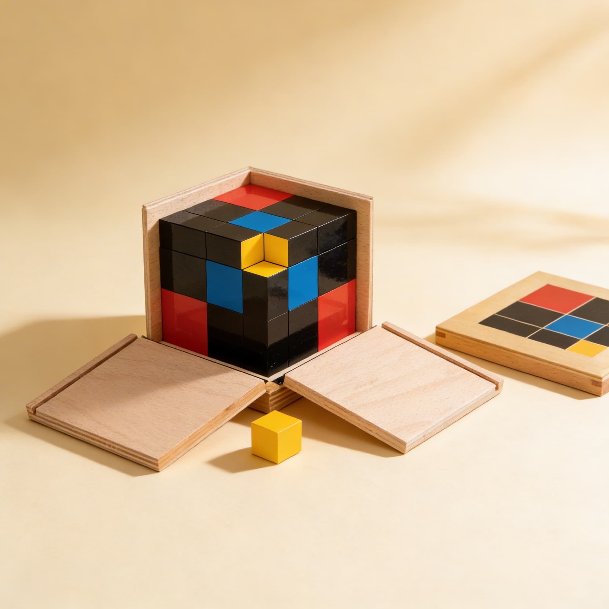 Trinomialwürfel — Algebraische Formeleinführung durch Manipulation — Seitenansicht