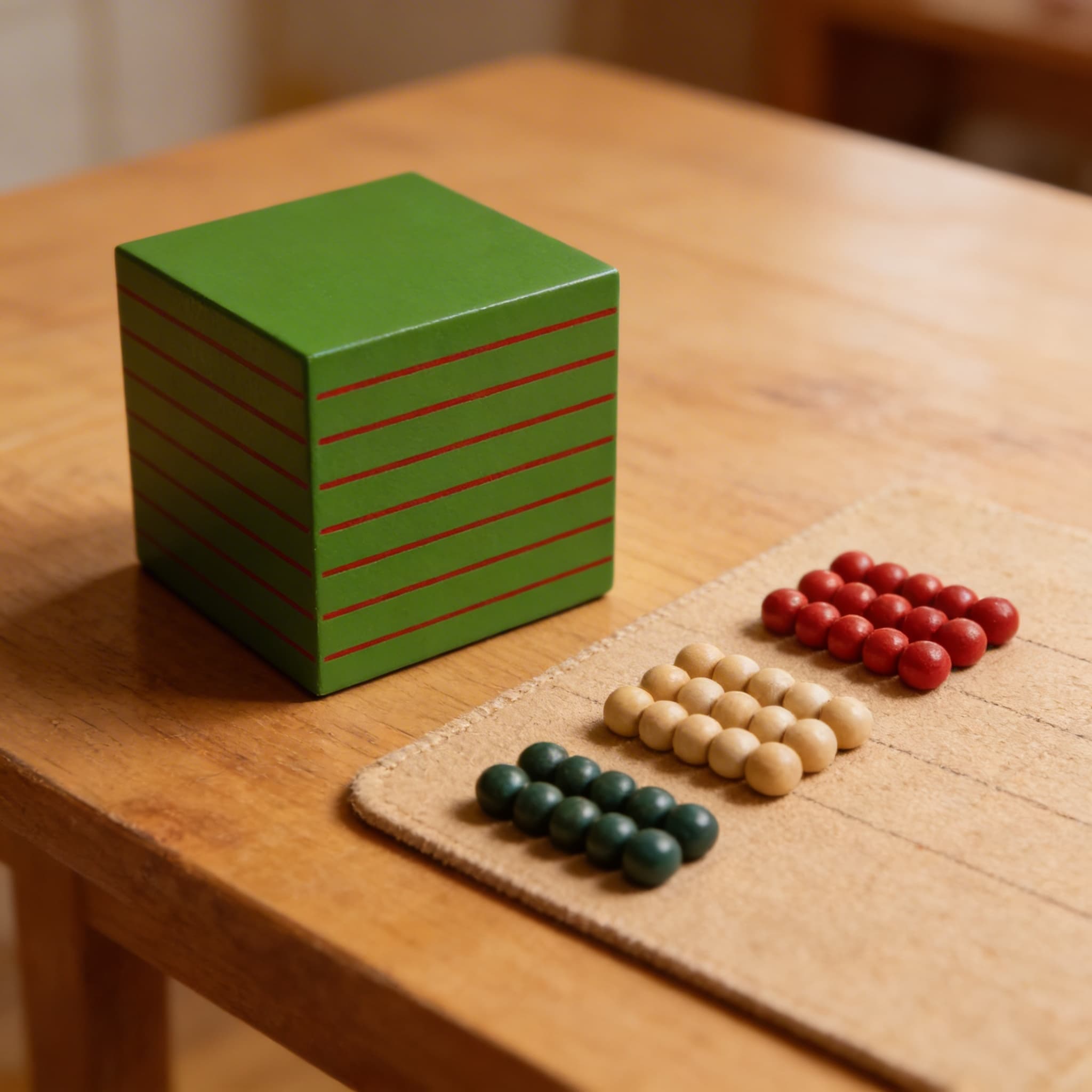 Zahlenhierarchie Würfel — 50mm Holz-Tausender-Darstellung — Detailansicht