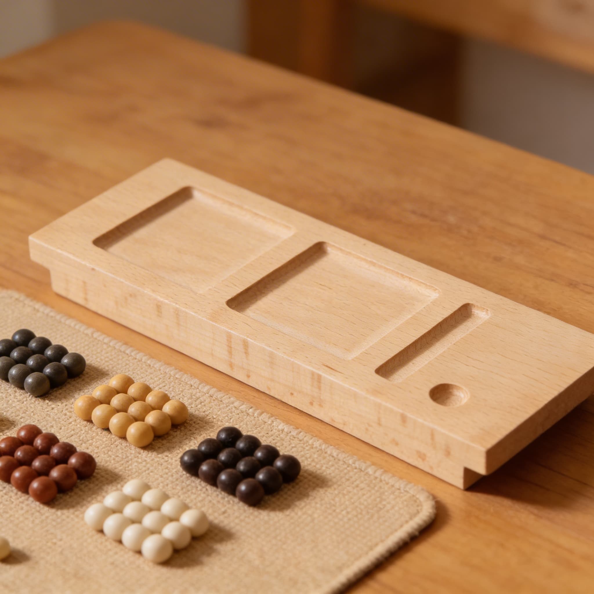 Zahlenhierarchie: Tablett für kleine Teile — Detailansicht